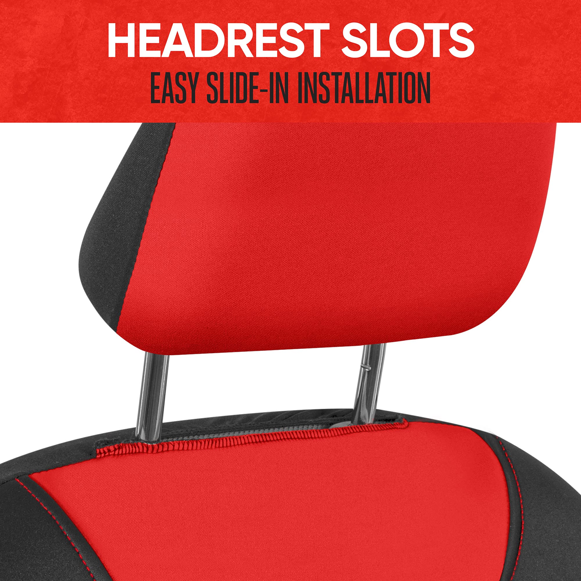 Motor Trend Aquashield Car Seat Covers For Front Seats, Red - Two-Tone Waterproof Seat Covers For Cars, Neoprene Front Seat Cove