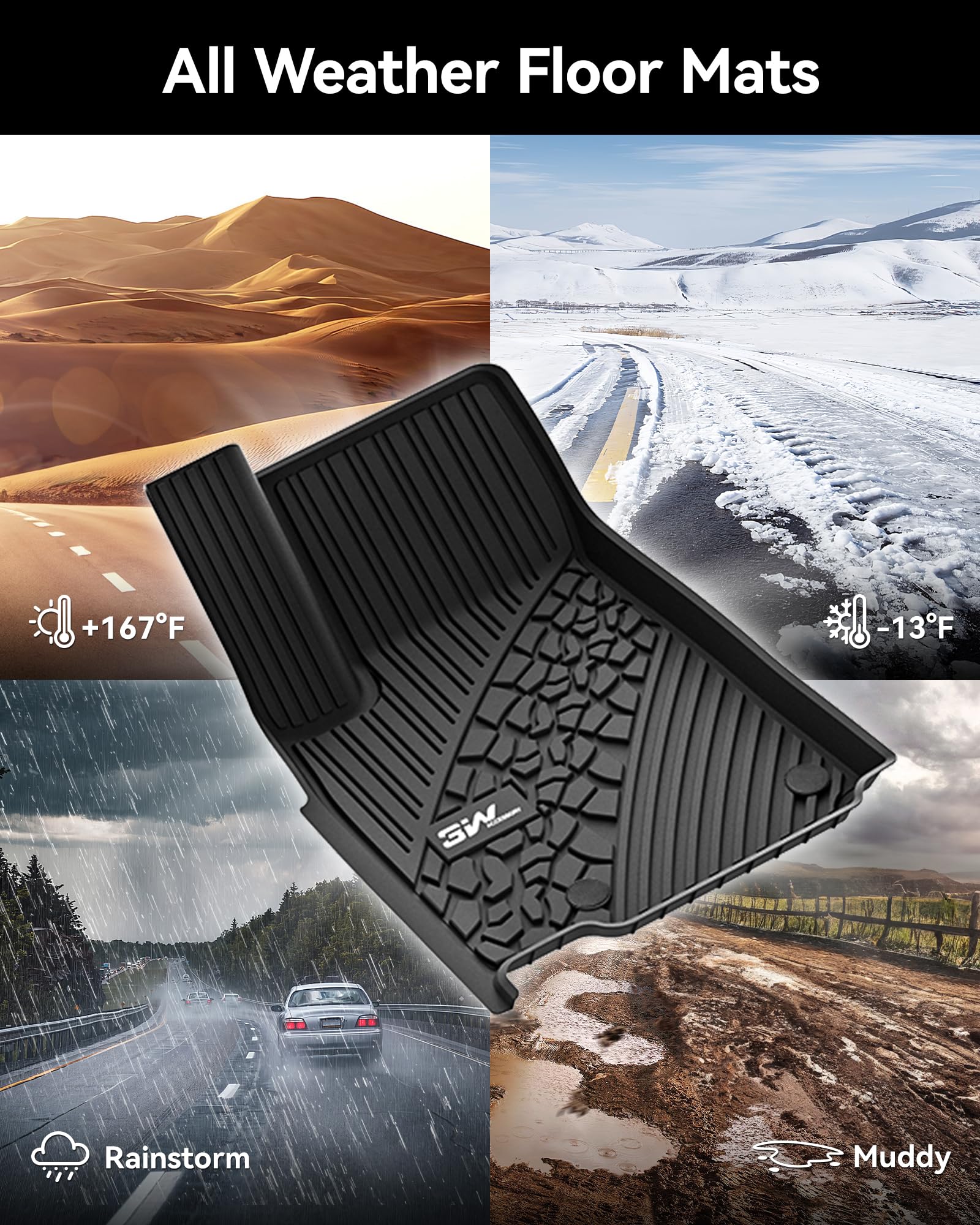 3W Floor Mats & Cargo Liner Fit For Jeep Grand Cherokee (Include 4Xe Not L Or Wk) 2025 2024-2022,Tpe All Weather Custom Fit Floo
