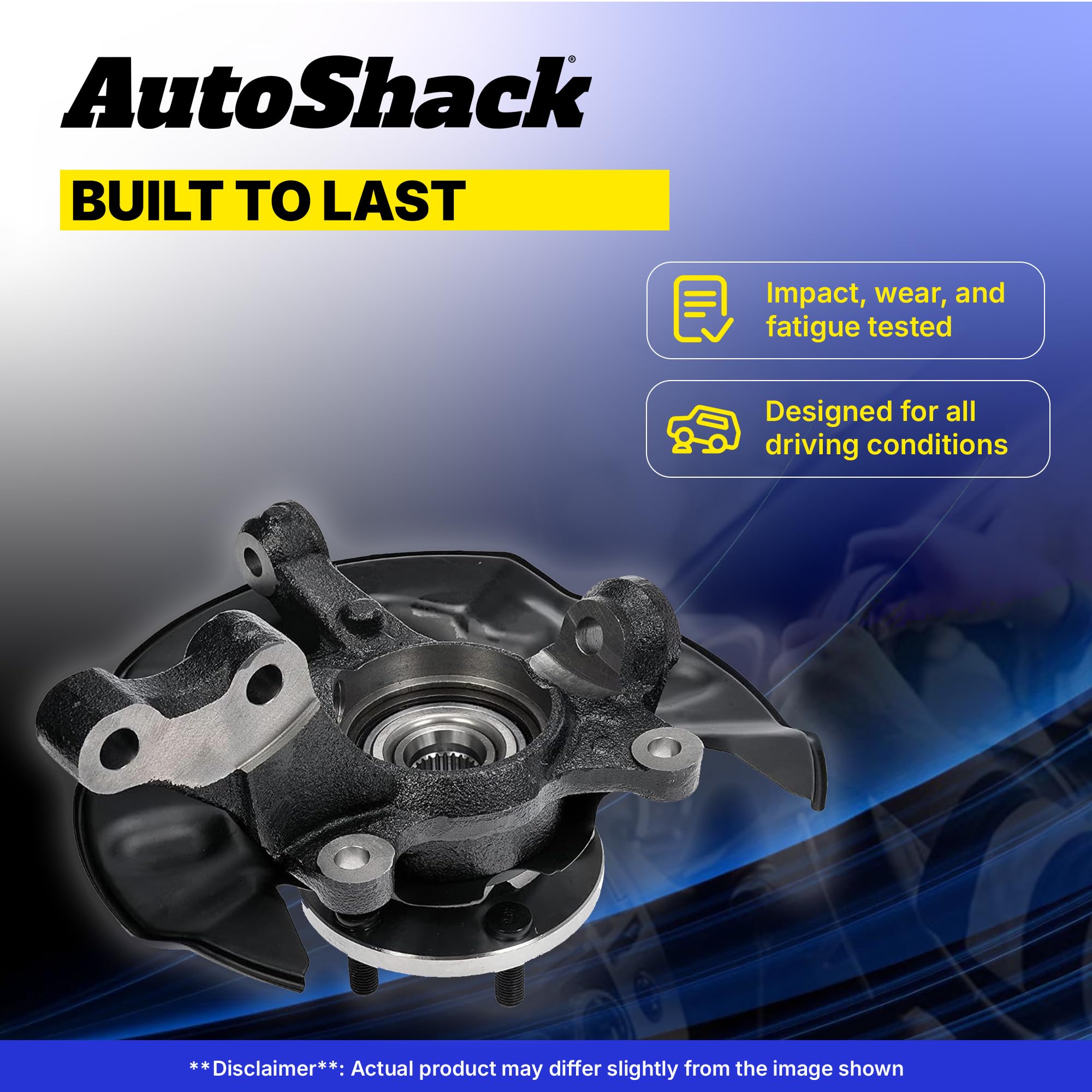 AutoShack Front Right Steering Knuckle for 2007-2012 Hyundai Elantra 2.0L FWD | Passenger Side | 5-Lug | Wheel Bearing Hub Assem