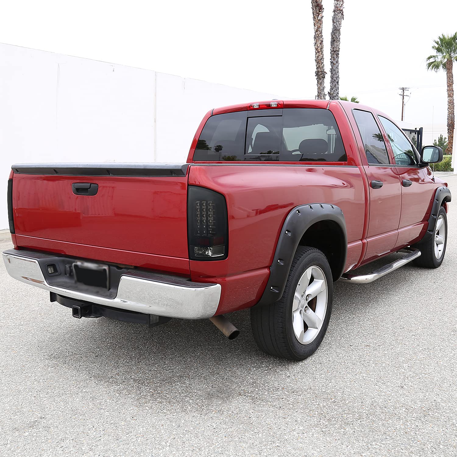 SPEC-D TUNING LED Tail Lights for 2007-2008 Dodge Ram 1500, 2007-2009 Ram 2500/3500, Glossy Black Housing Smoke Lens