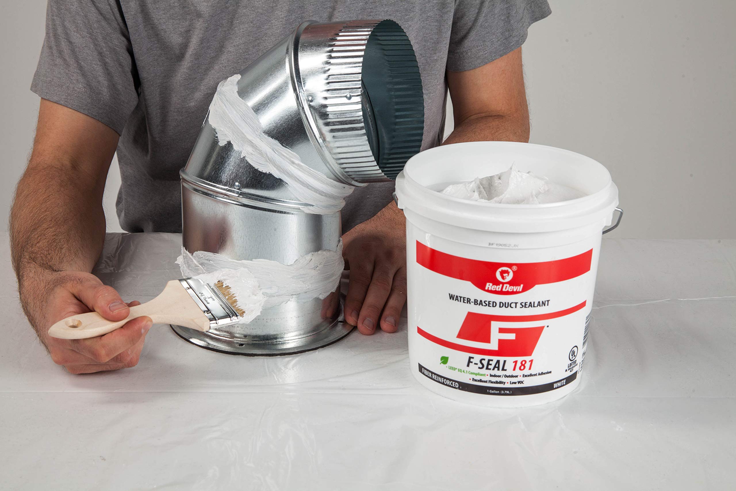 Red Devil F-Seal 181 Fiber Reinforced Duct Sealant, 1 Gallon, White, Model 0841DW, 2 Pack
