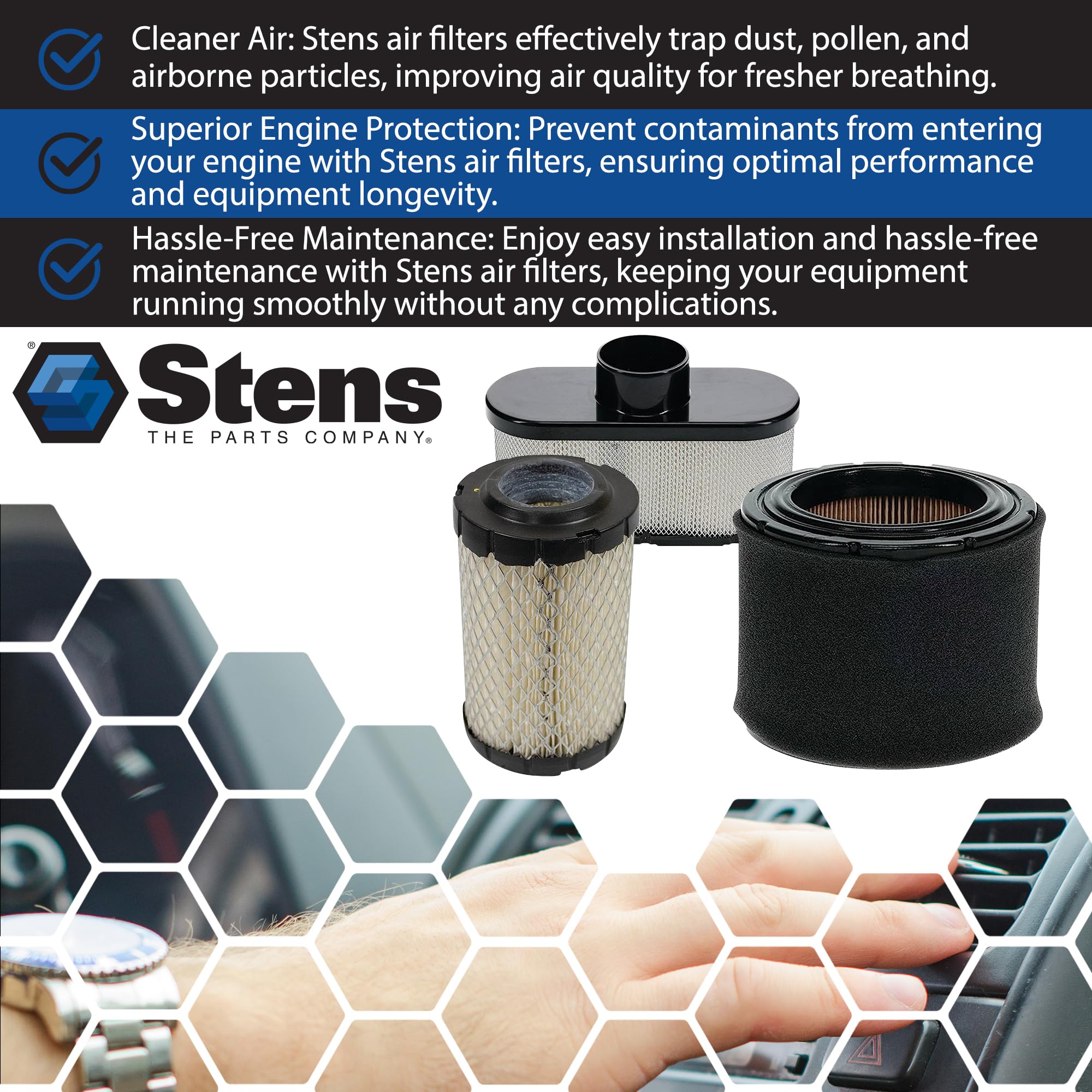 Stens Air Filter 102-442 Compatible with Kawasaki FR651V, FR691V, FR730V, FS481V-FS691V, FS730V and FX600V 11013-0726, 11013-075
