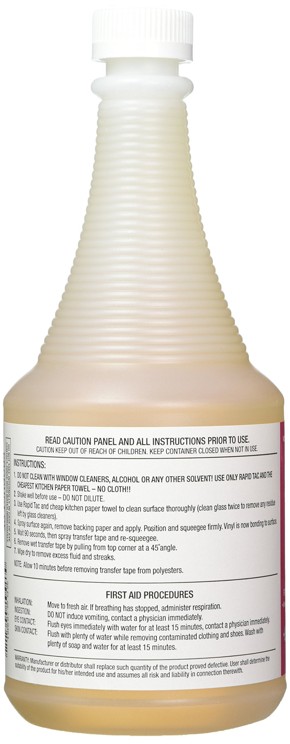 Rapid Tac Application Fluid for Vinyl Wraps - 32oz Multicolor Sprayer, Model RT-10321-9