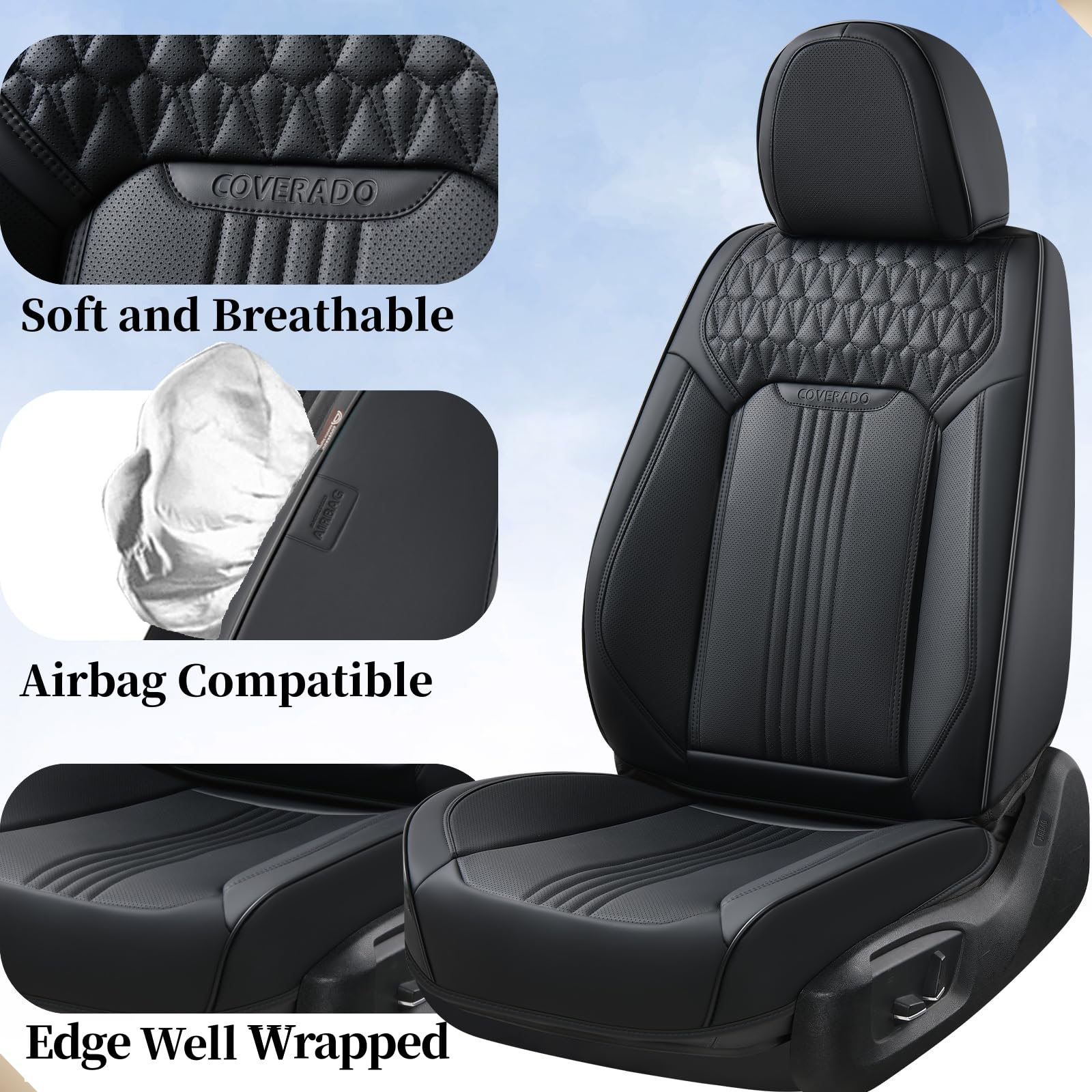 Coverado Seat Covers, Car Seat Covers Front Seats, Black Car Seat Cover, Waterproof Car Seat Covers, Car Seat Cushion, Front Car