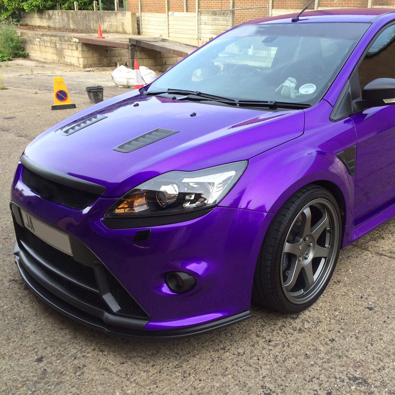 GSRECY Universal Hood Vent Scoop Kit - Carbon Fiber Look Air Intake Louvers for Focus RS ST MK2 Style