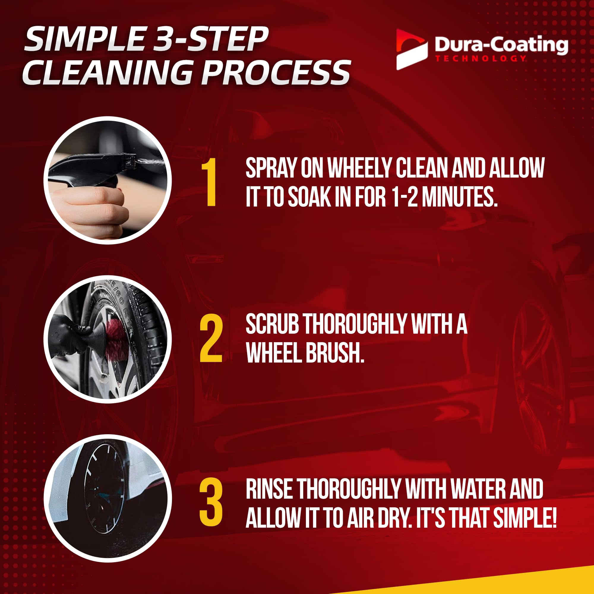 DURA-COATING TECHNOLOGY Wheely Clean Professional Wheel Cleaner Spray - 16 oz - Removes Brake Dust for Aluminum, Chrome, and Clear-Coated Wheels