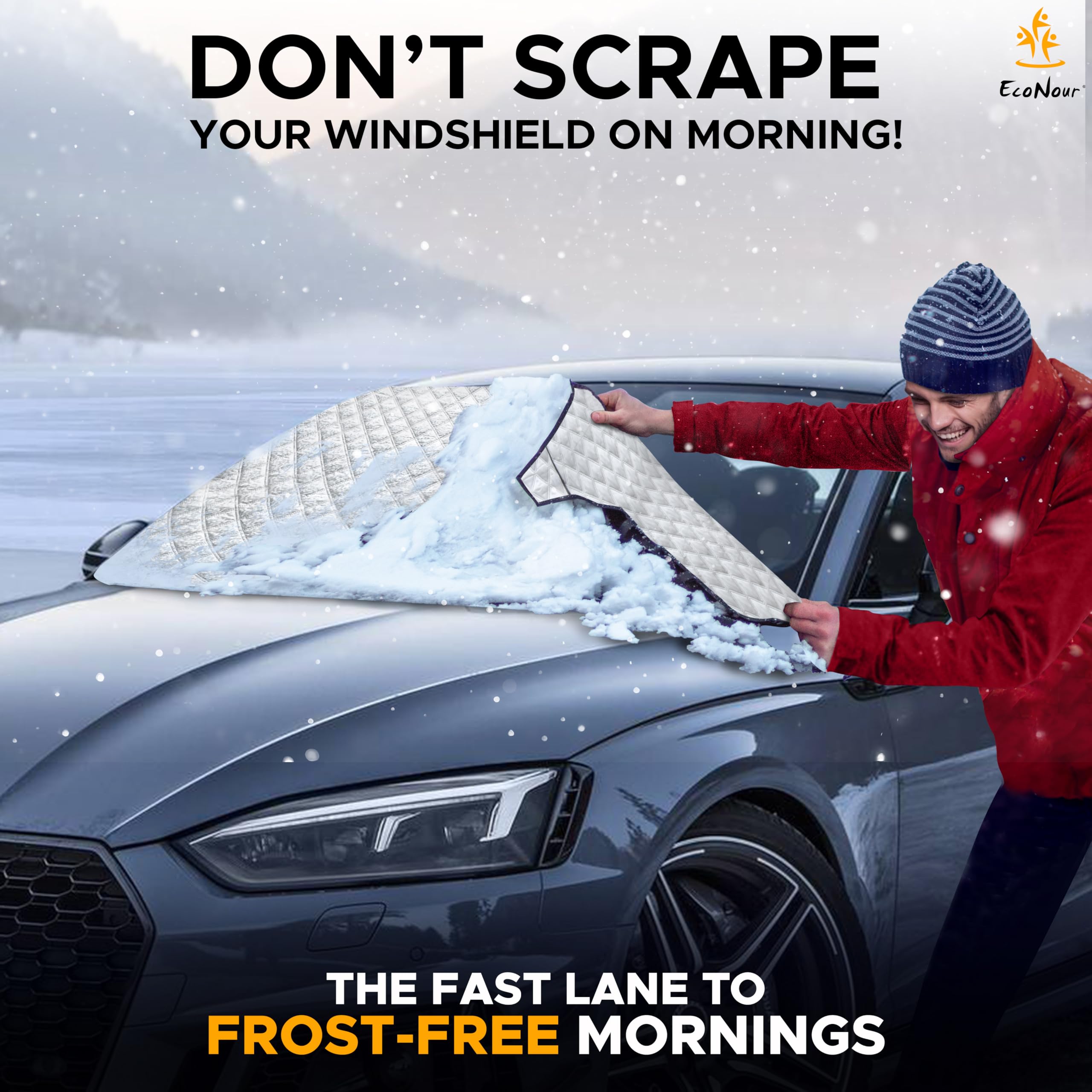 Econour Truck And Suv Windshield Cover For Ice And Snow | Heavy Duty Winter Windshield Snow Cover For Car| Frost And Ice Shield