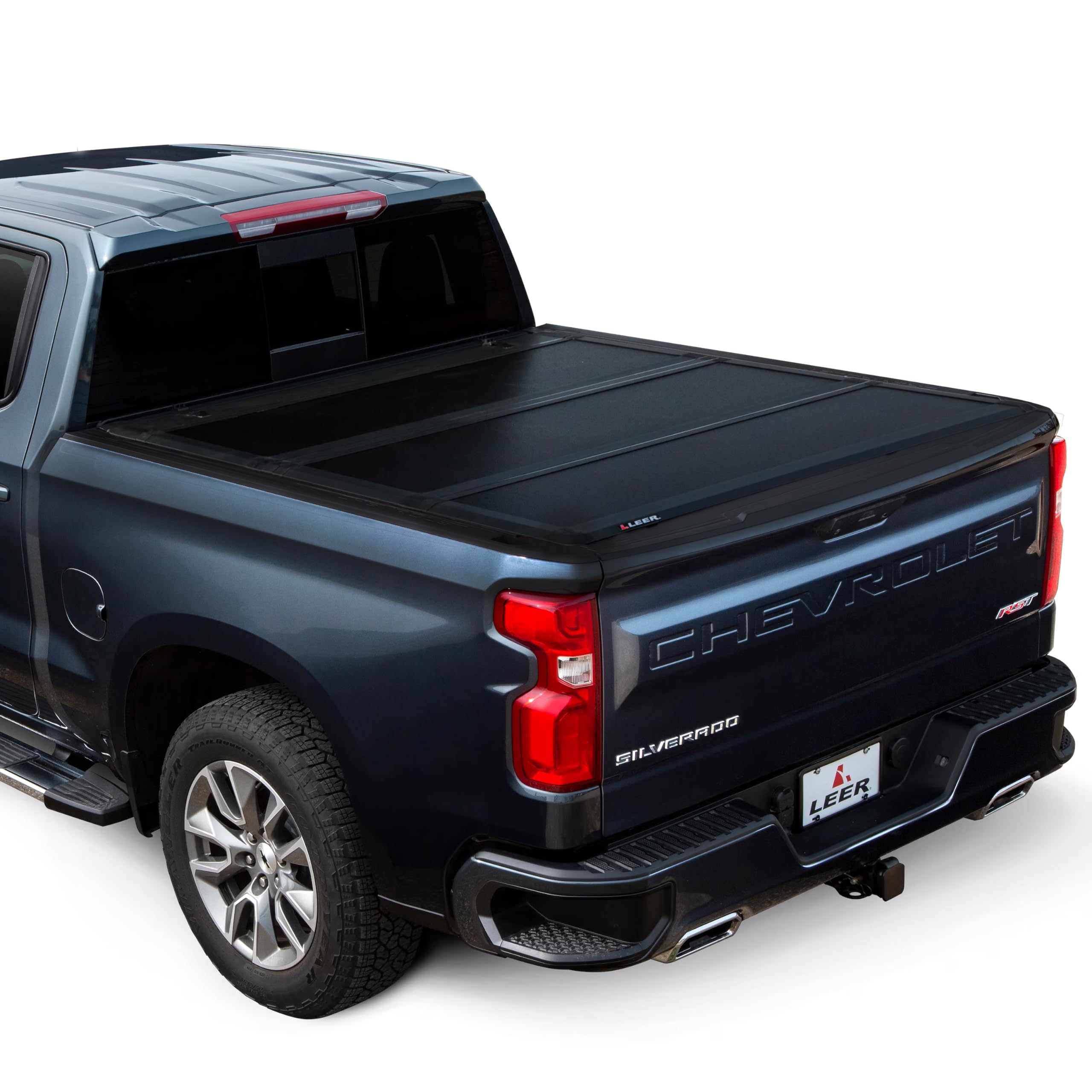 Leer Hf350M Tri-Folding Truck Bed Tonneau Cover, Fits Chevy Silverado And Gmc Sierra 1500, Years 2019-2024, 6'6' Truck Bed, Black