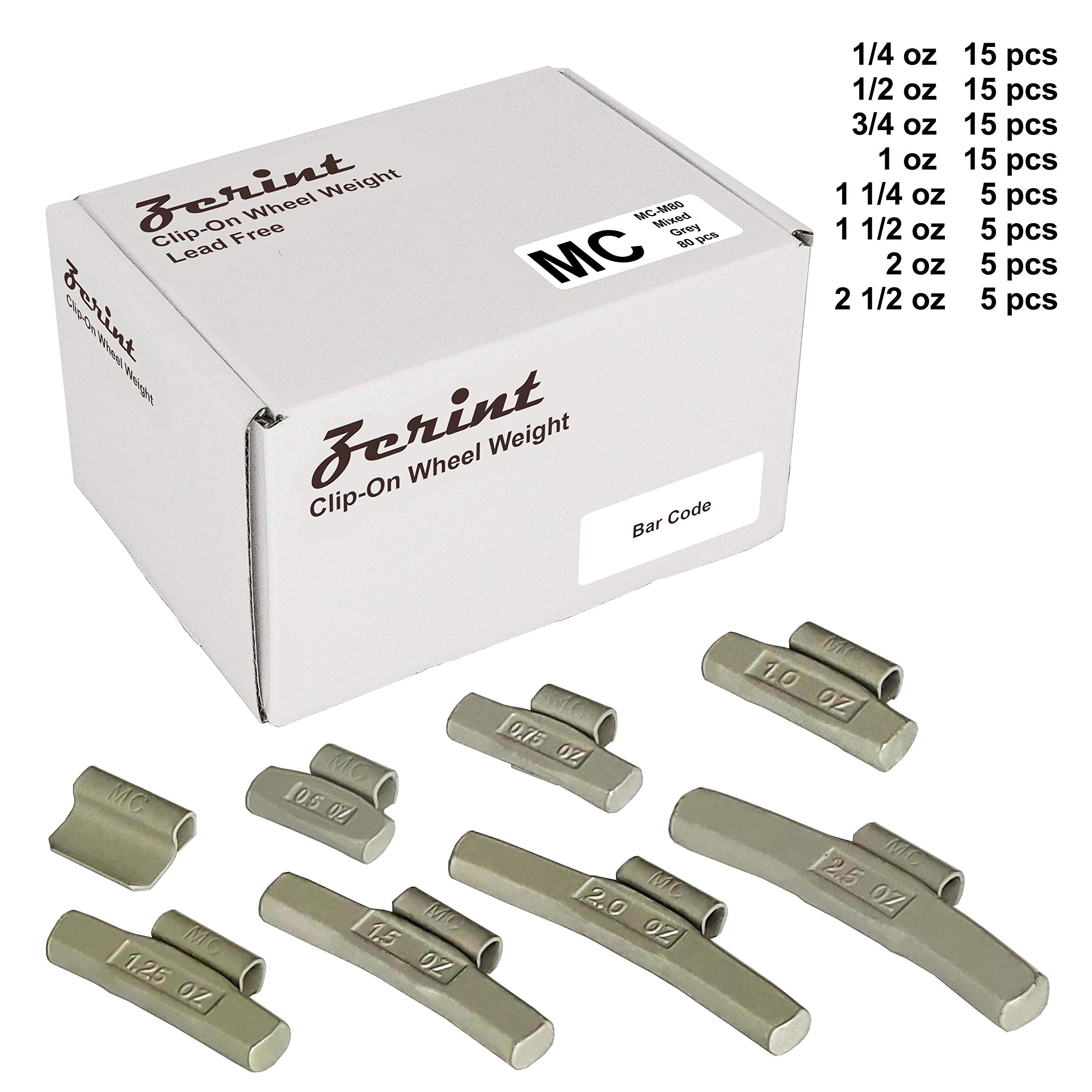 Zerint Mc-M80 Wheel Weight Kit Mc Style 80Pcs/Kit, Grey 80Pcs/Kit: 0.25Oz, 0.5Oz, 0.75Oz, 1Oz 15Pcs Each, 1 1.25Oz, 1.5Oz, 2Oz A
