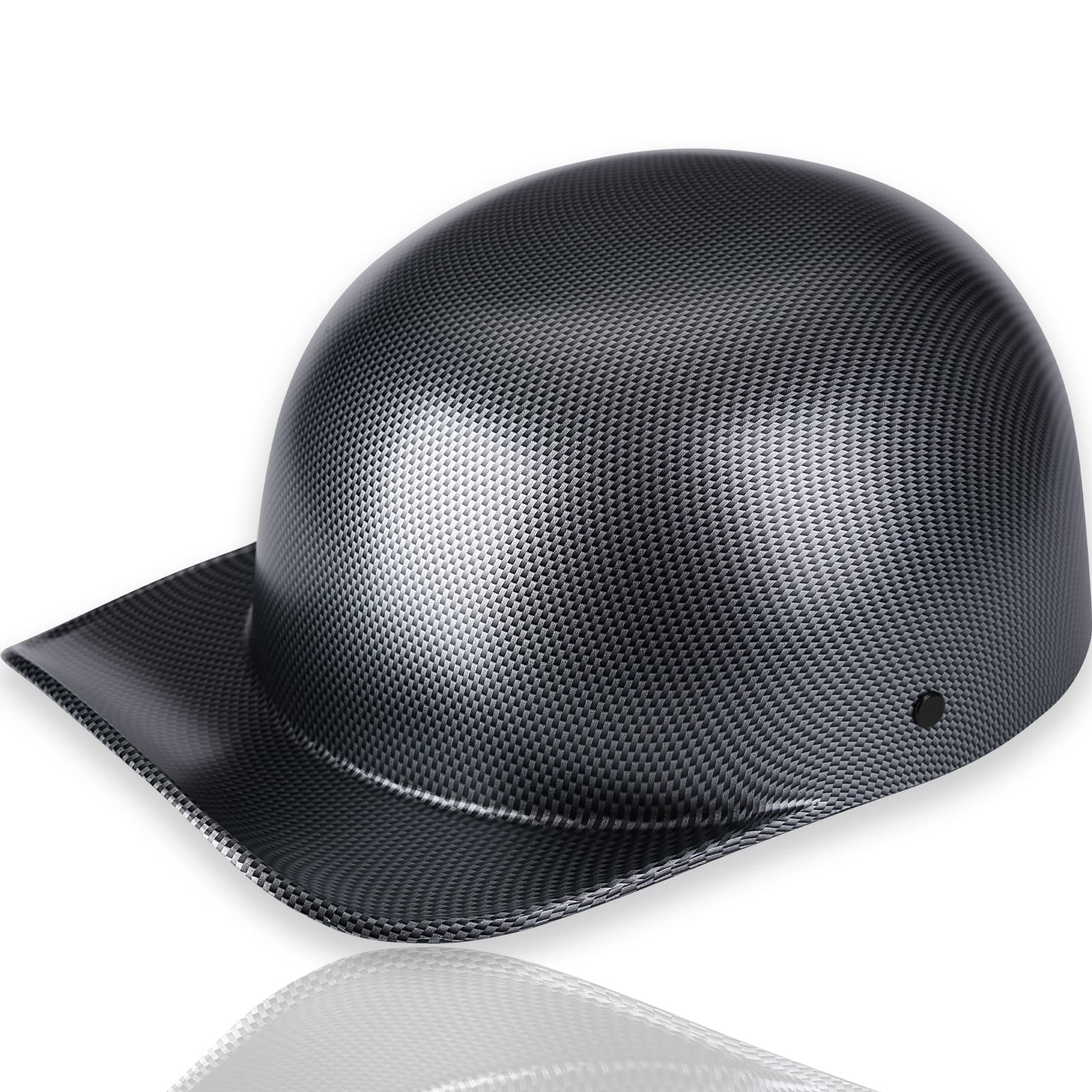 Yesmotor Baseball Motorcycle Helmet Half Cap For Bike Cruiser Chopper Moped Scooter- Dot Approved (Carbon Fiber, L)