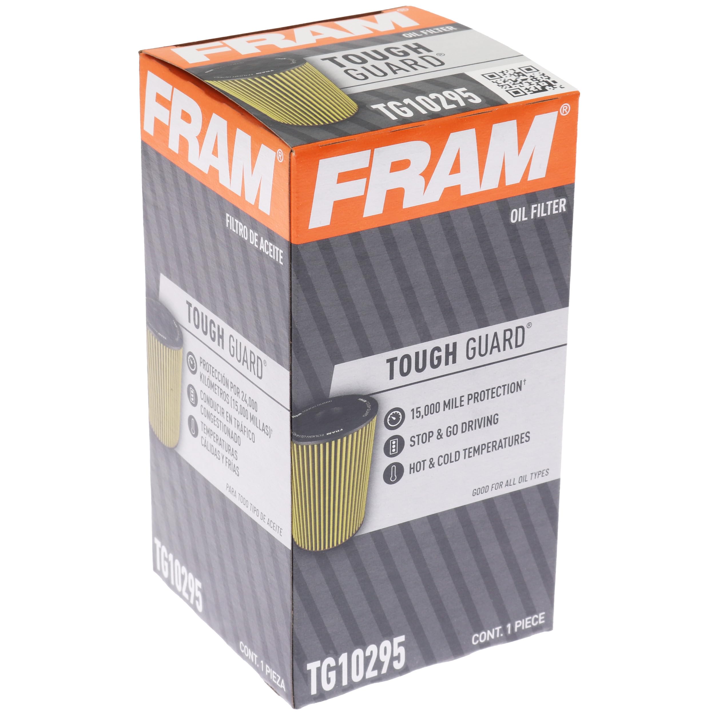 Fram Tough Guard Replacement Cartridge Oil Filter Tg10295, Designed For Interval Full-Flow Conventional And Synthetic Oil Change