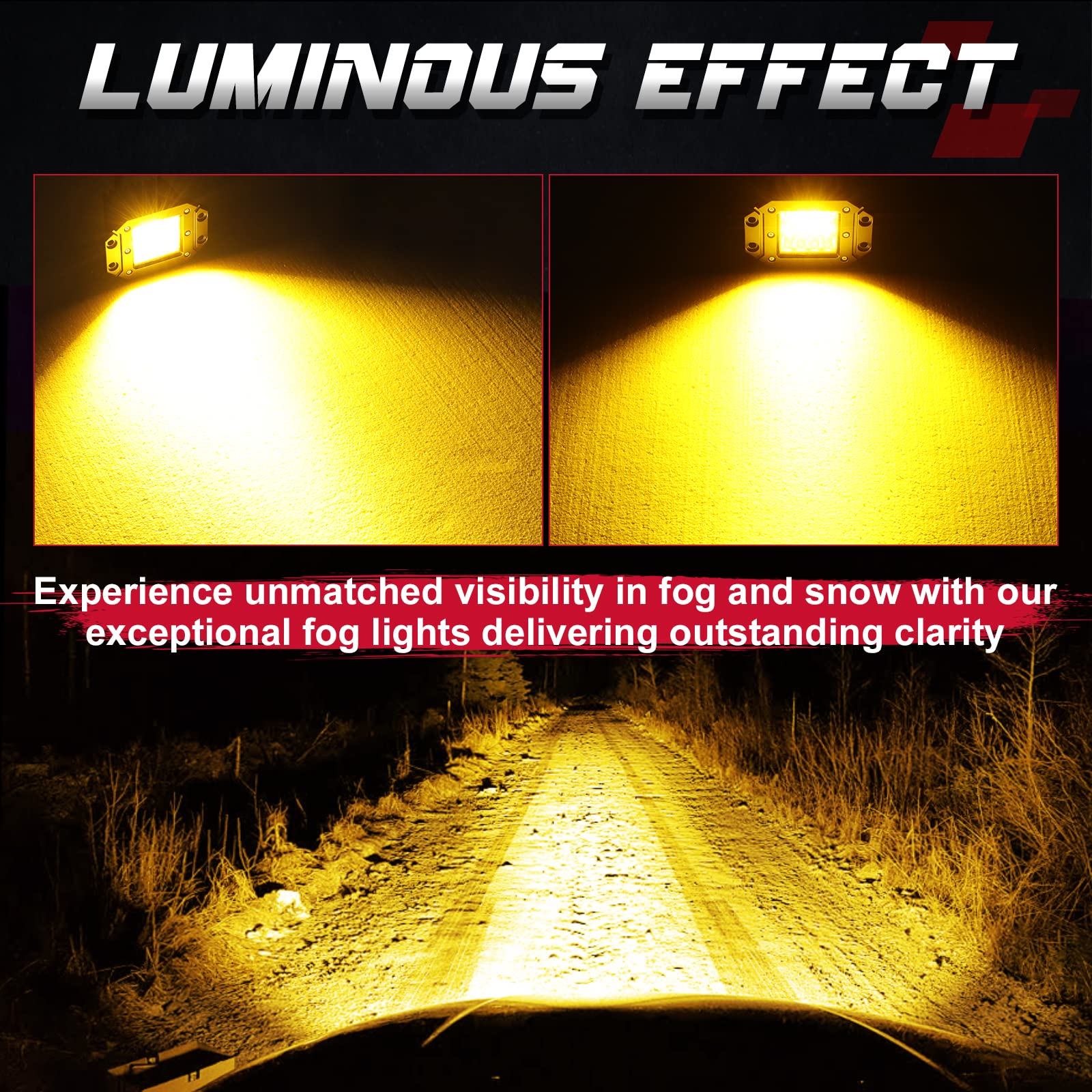 OFFROADTOWN 5" Amber LED Flush Mount Pods, 78W Spot Flood Combo Lights for Truck, Jeep, UTV, ATV, SUV - Model 708008A