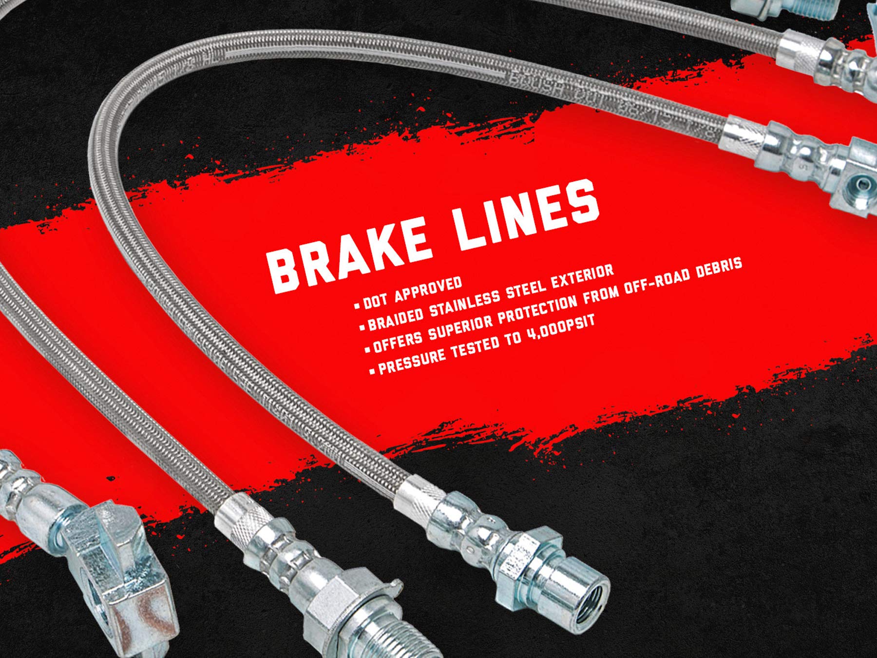 Rough Country Gm Front Brake Lines For 2007-2019 1500/11-19 2500/3500Hd - 89370