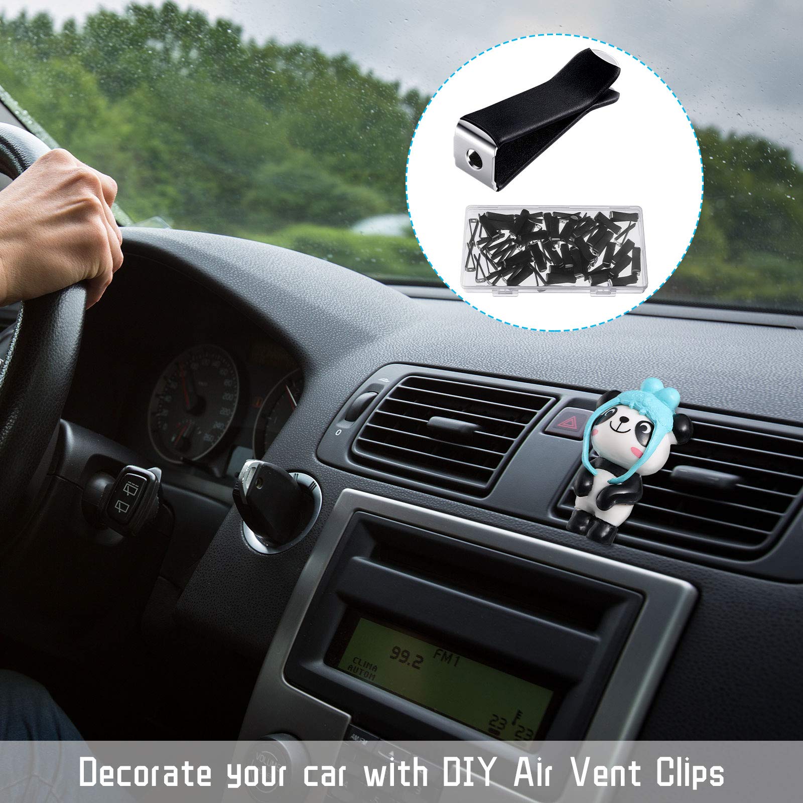 Frienda 60 Pieces Square Head Car Vent Clips Air Freshener Car Outlet Perfume Auto Air Conditioner Clips With 2 Storage Boxes Fo