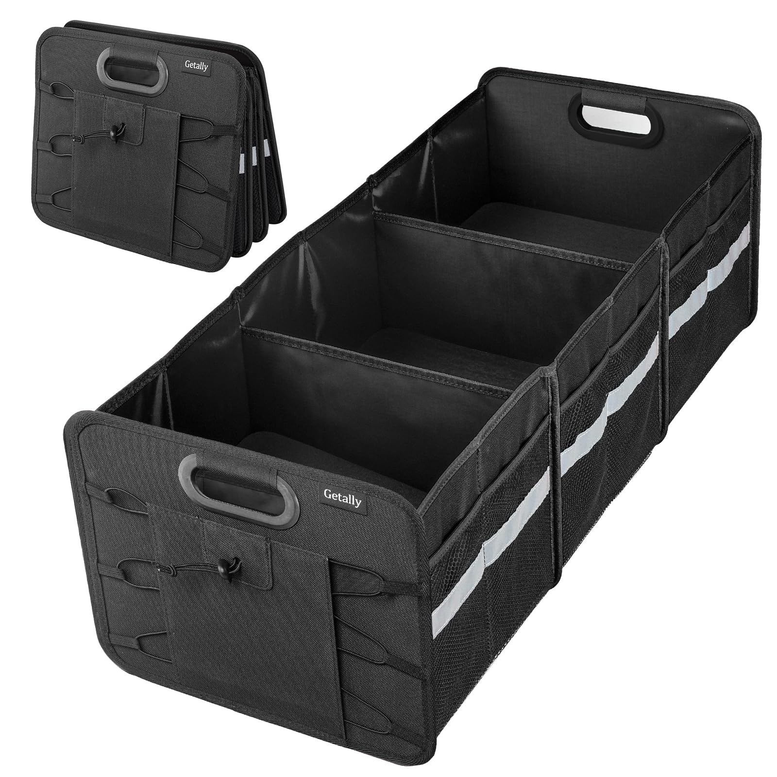 Getally Trunk Organizer for Car, Collapsible Trunk Organizer with Multi Pockets, 3 Compartments Storage Organizer for Car SUV, T