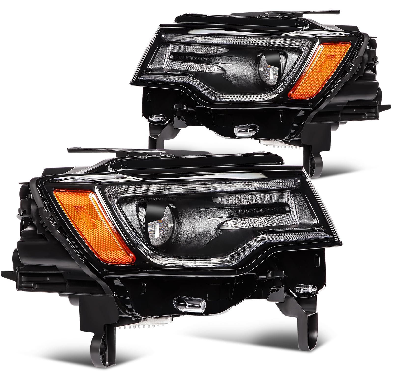 OCPTY a pair of Headlight assembly Replacement for 2019-2021 for JEEP COMPASS Black Housing & Clear Lens Bulbs Not Included 5511