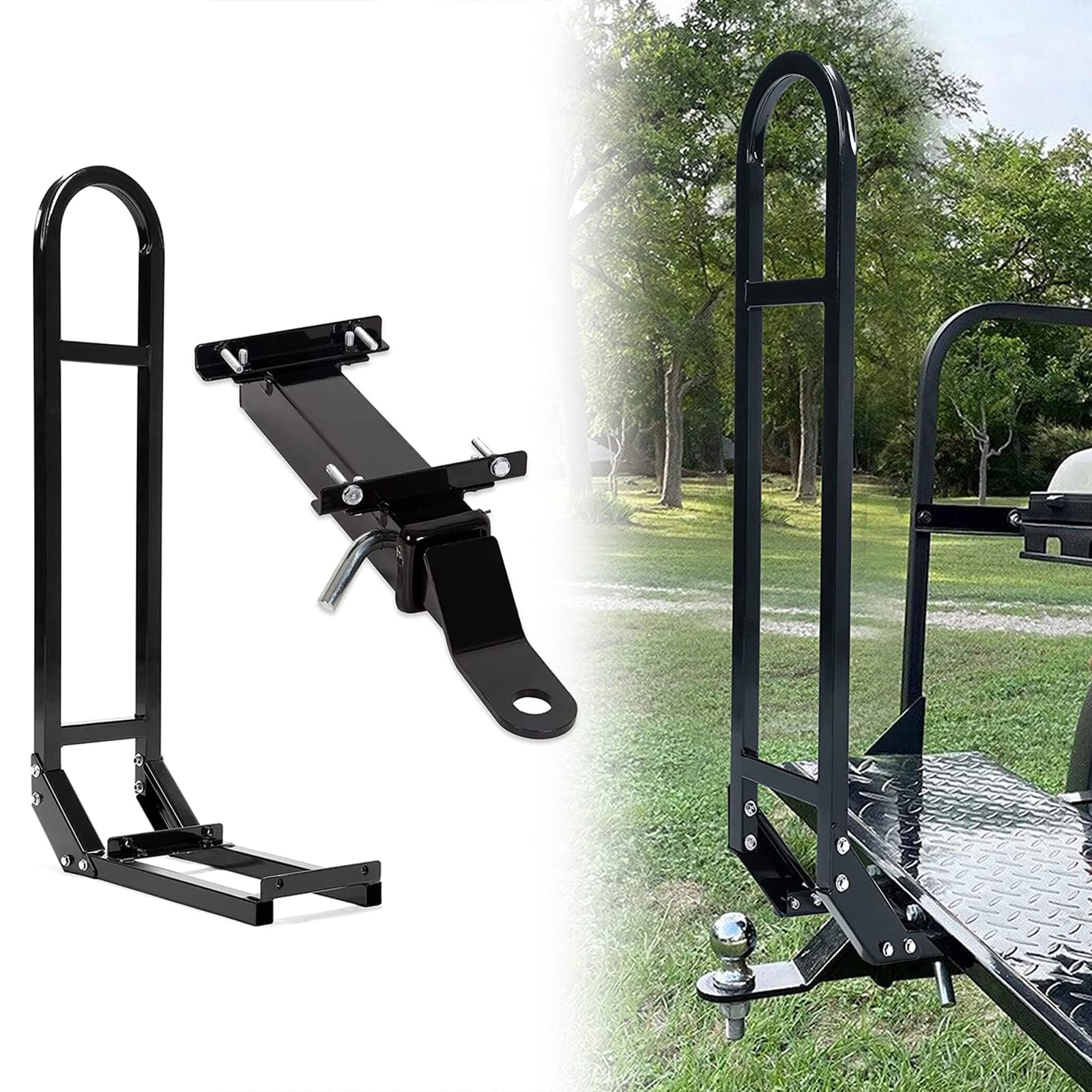 ECOTRIC Golf Cart Rear Grab Bar Universal and Trailer Hitch with Receiver for Step on Back EZGO Club Car Yamaha with One Year Wa