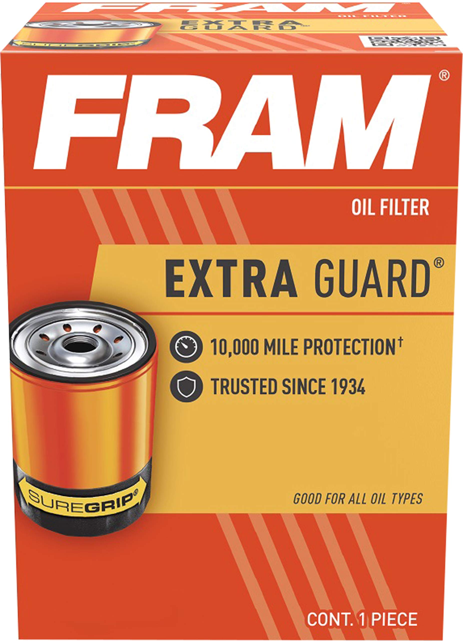Fram Extra Guard Ph8873, 10K Mile Change Automotive Replacement Interval Spin-On Engine Oil Filter For Select Vehicle Models
