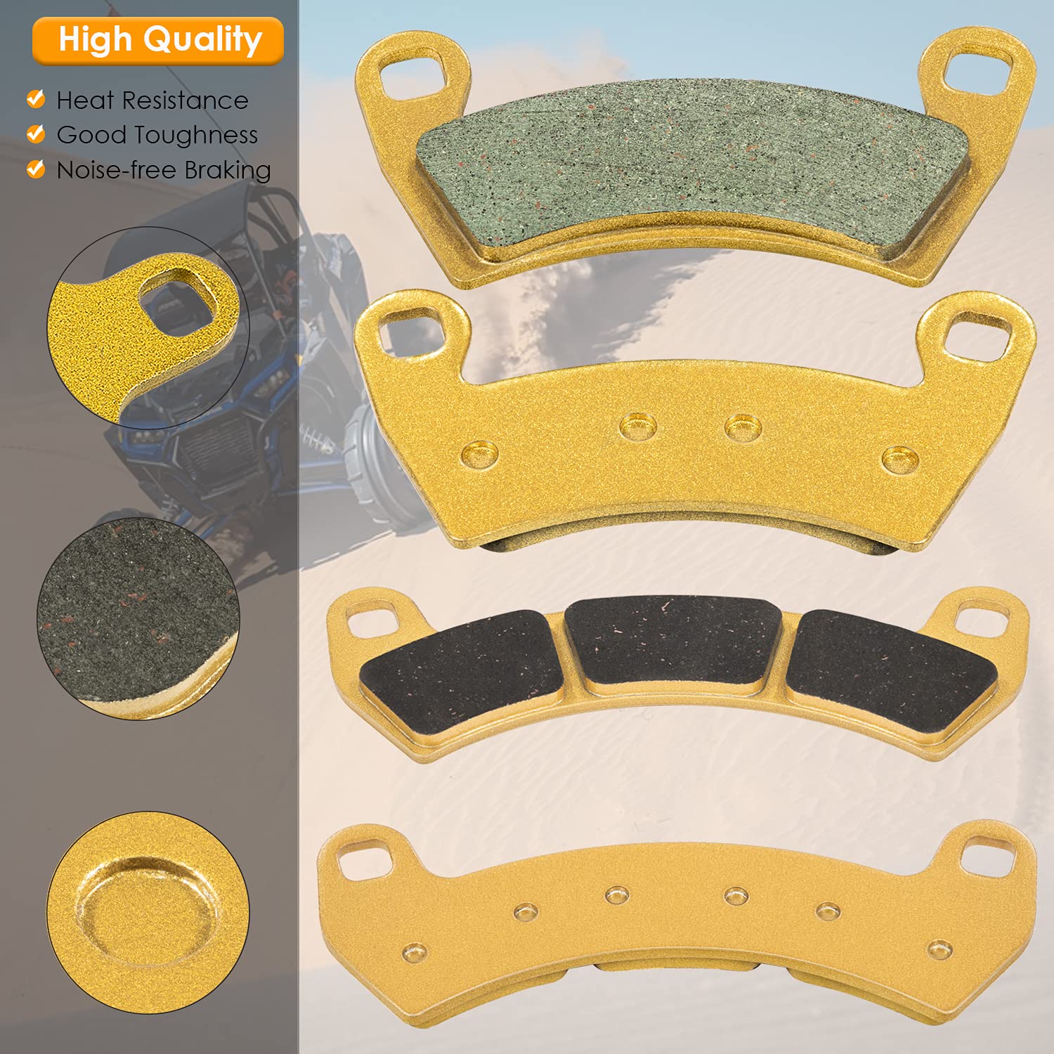 Brake Pads Heavy Duty For Polaris 1000 Rzr Xp Turbo Eps 4 Pro Xp, For Polaris Rzr Rs1 Xp Xp4 Turbo 2016-2021