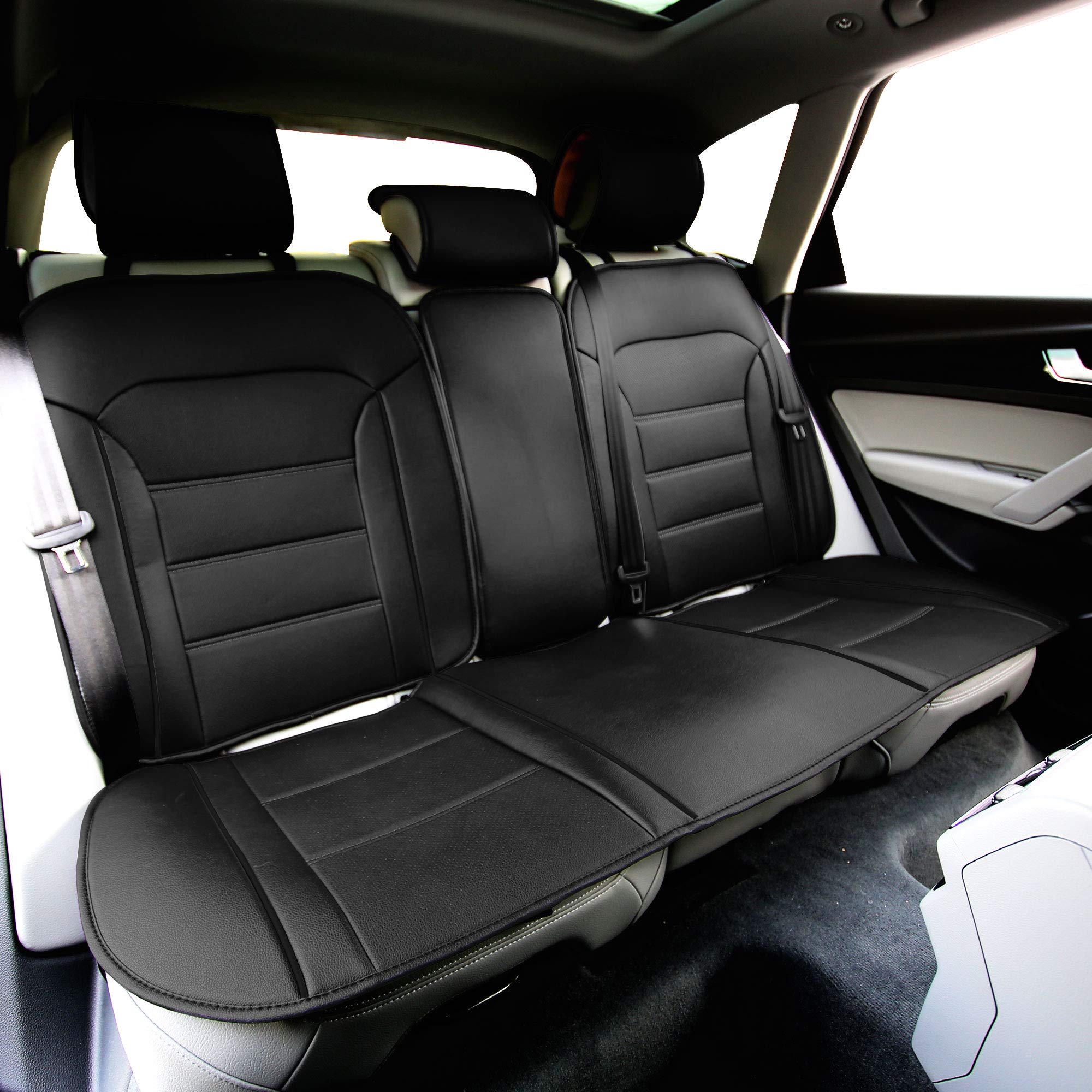 Fh Group Car Seat Cover Cushion - Rear Seat Covers For Cars Trucks Suv, Faux Leather Car Seat Cushions, Waterproof Car Seat Cover Cushion, Universal Fit Car Seat Protector Rear Set Black