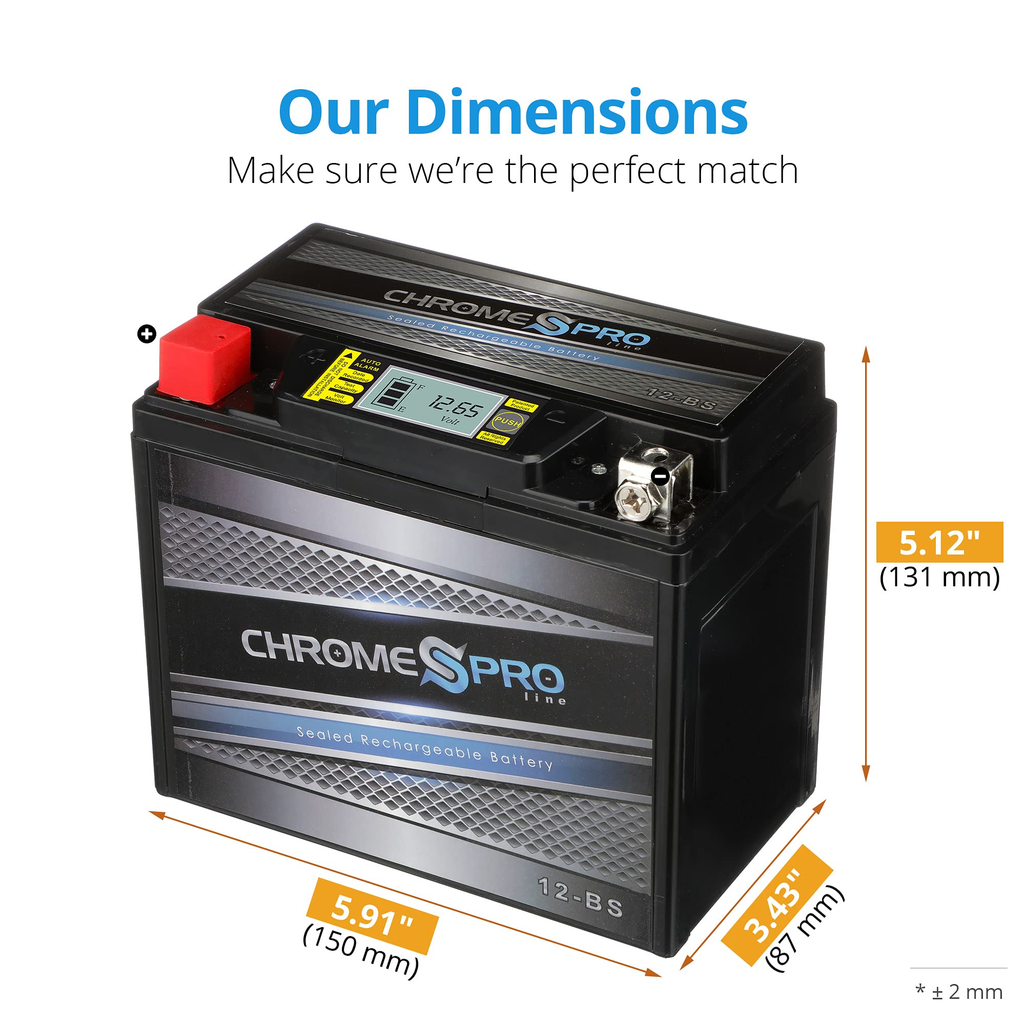 Chrome S Pro Powersport AGM Battery Replacement YTX12-BS iGel 12V 11Ah for ATV, Motorcycle, Jet Skis, Scooter, UTV