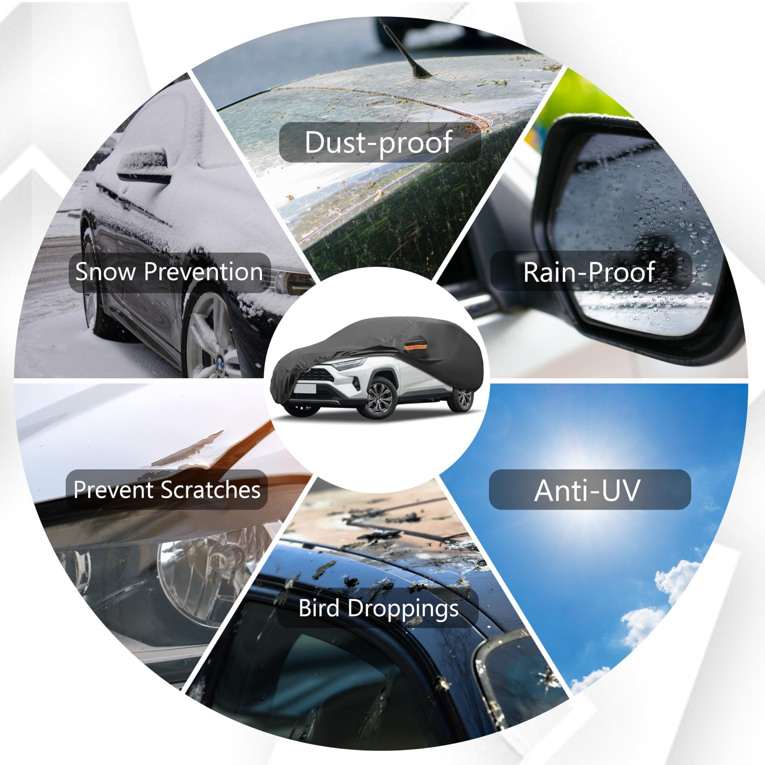 Mornyray Compatible With Ford Mustang,Car Cover Outdoor Waterproof Sun Rain Snow Hail Protection With Driver Door Zipper (Black,