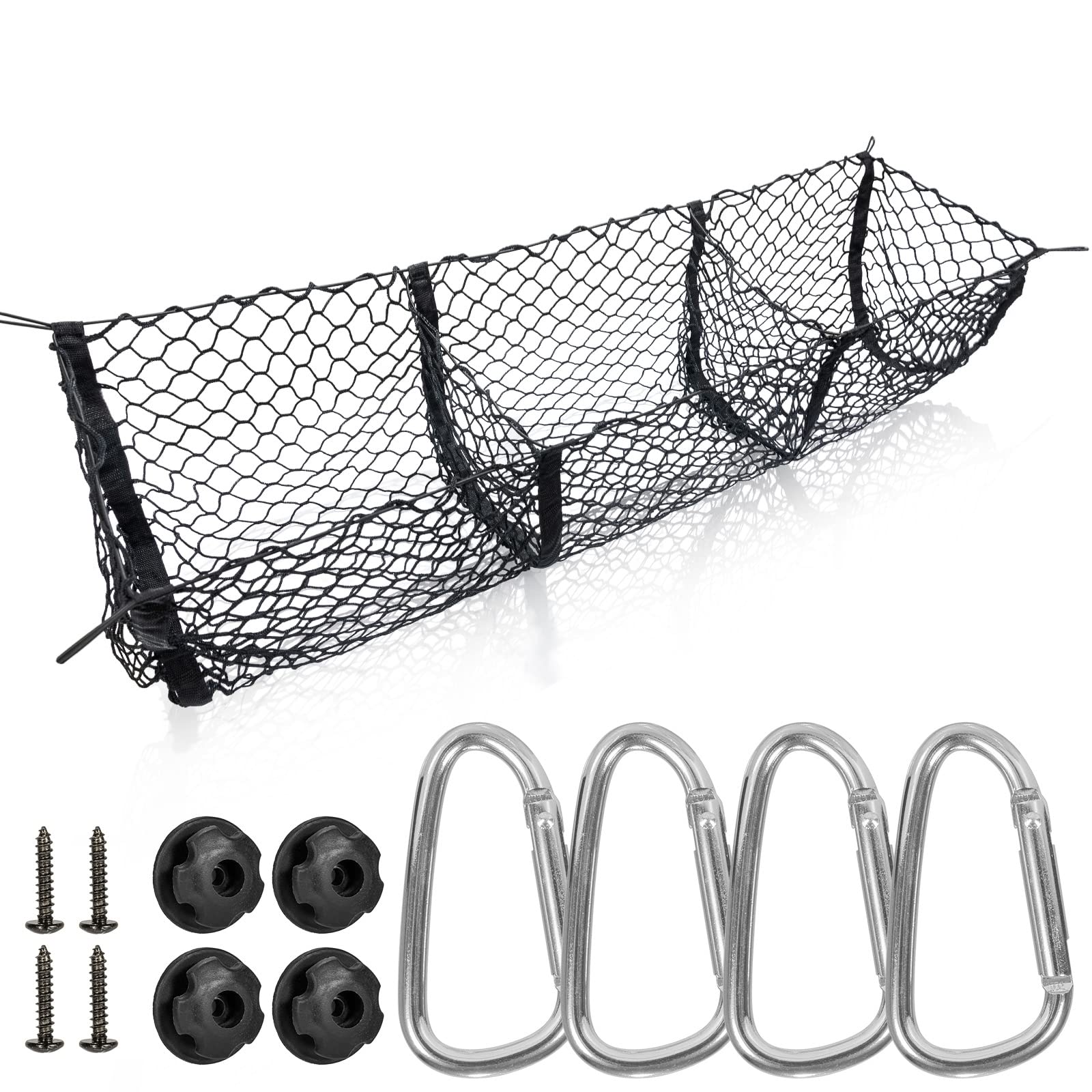 3-Pocket Truck Bed Cargo Net Organizer,Heavy Duty 51.1  15.7 Inch Mesh Storage With 4 Metal Hooks,Universal Pickup Truck Bed Acc