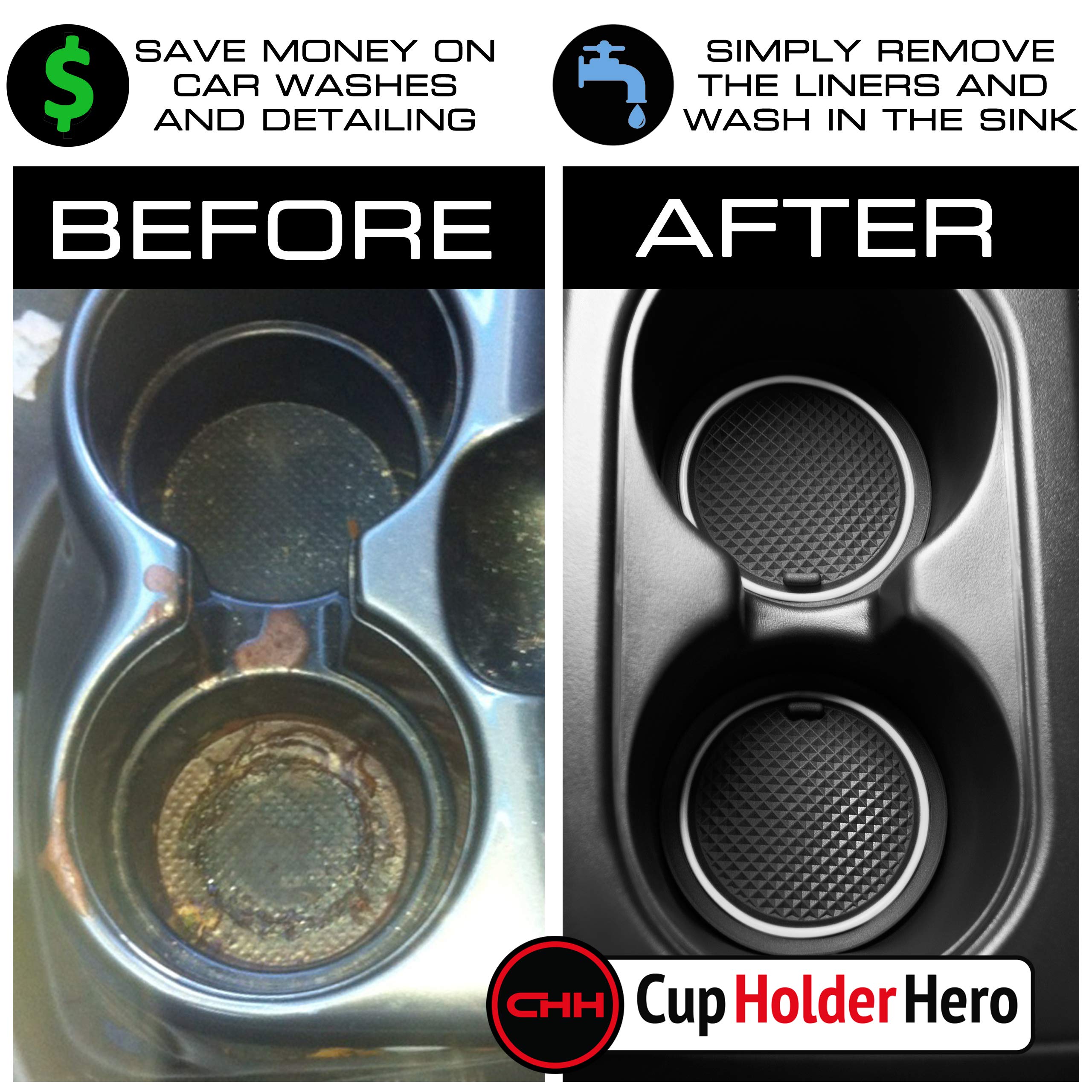 Cupholderhero Fits Hyundai Kona Accessories 2018-2021 Premium Custom Interior Non-Slip Anti Dust Cup Holder Inserts, Center Cons