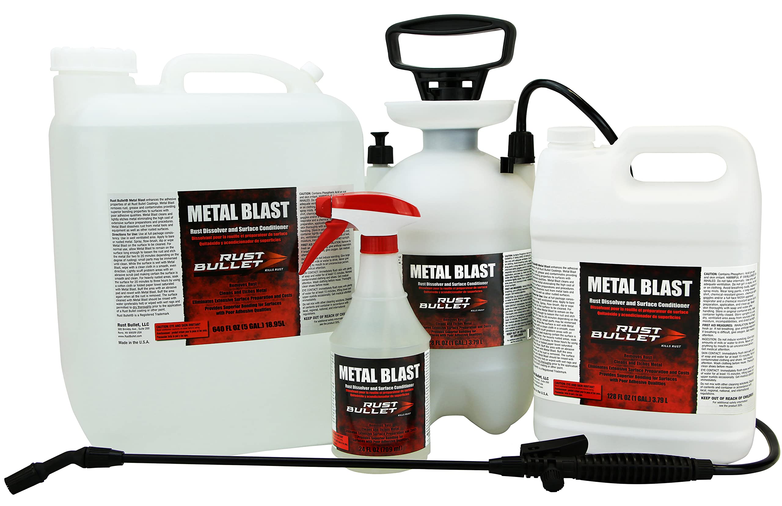 RUST BULLET Metal Blast Rust Remover - 1 Gallon Clear Rust Treatment and Cleaner, Model 856084000777