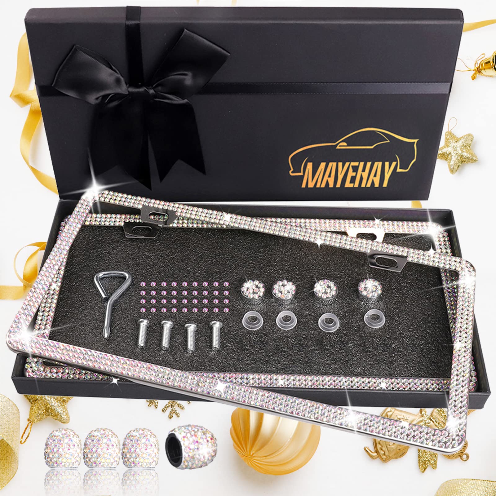 Bling License Plate Frames 2 Packs Sparkly License Plate Frames For Women Diamond License Plate Frame Glitter License Plate Fram