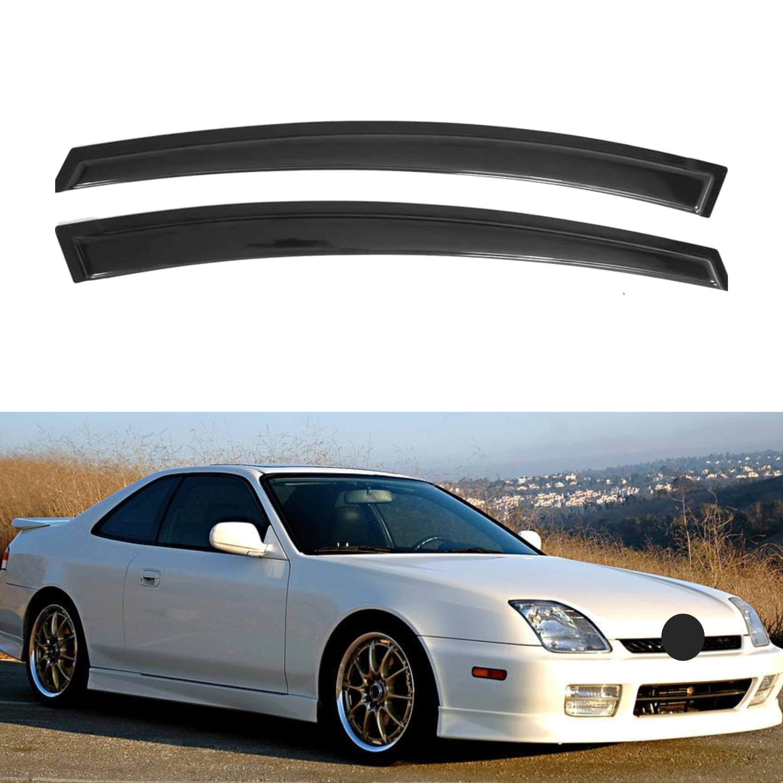 Ig Window Visor For Honda Prelude 1997-2001, Rain Guard Tape-On Extra Durable Sun Wind Side Vent Window Deflector, 1997 1998 199