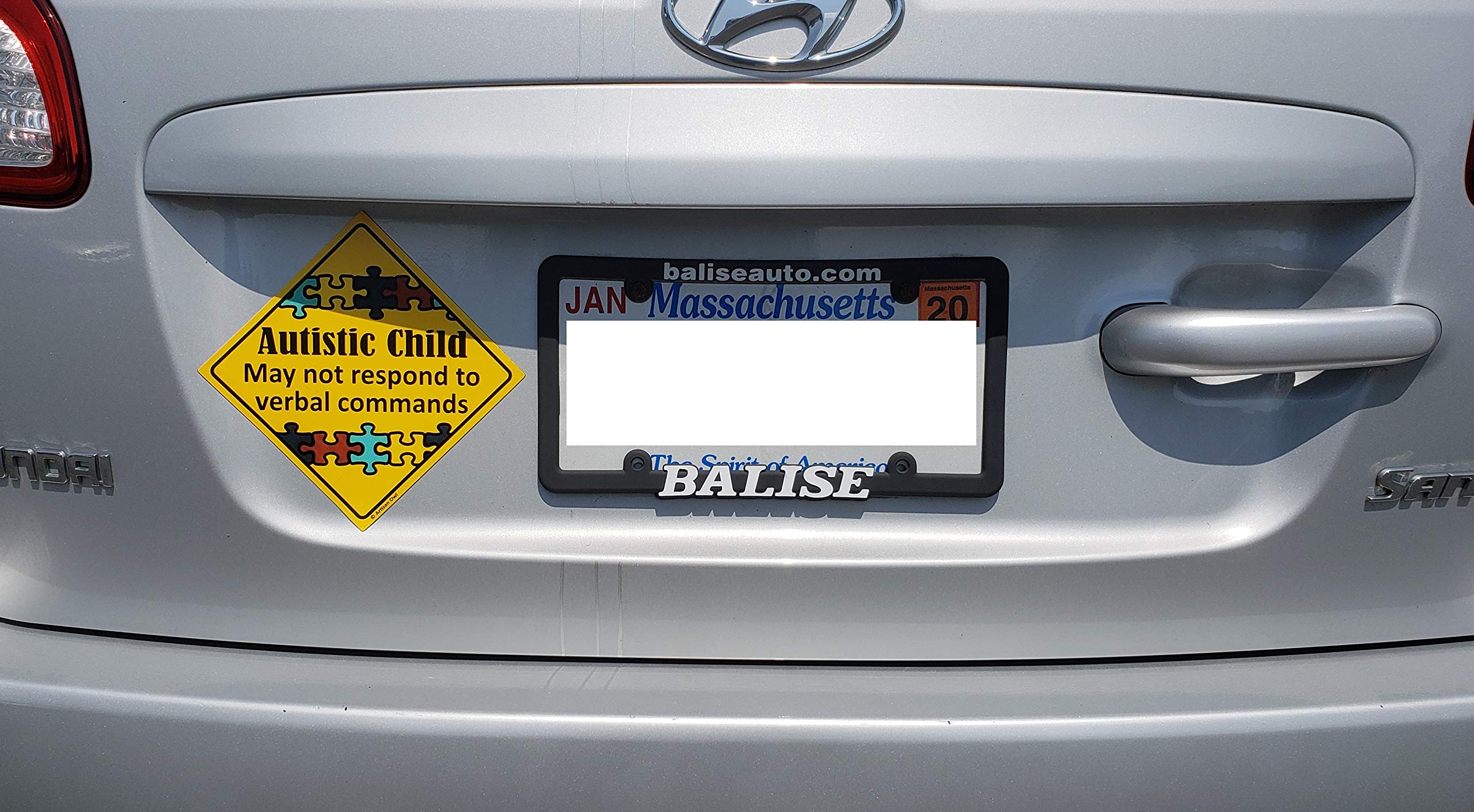 Autistic Child Emergency Magnet 6 X 6 Inch Auto Bumper Car Magnet (2 Magnets)