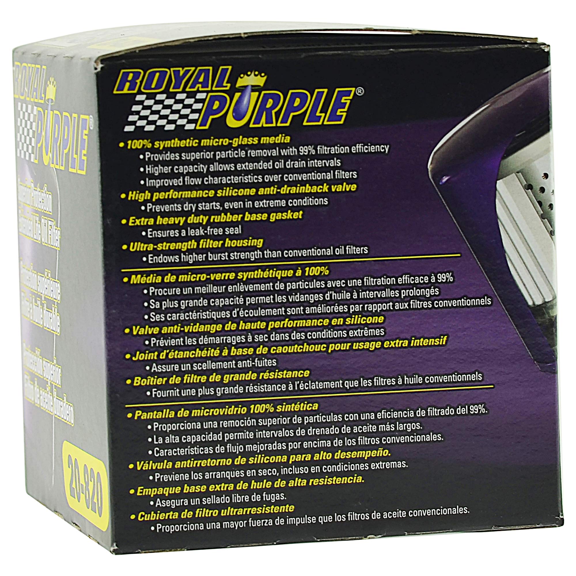 Royal Purple 20-820 Oil Filter - Silicone/Rubber, Ideal for Optimal Engine Performance