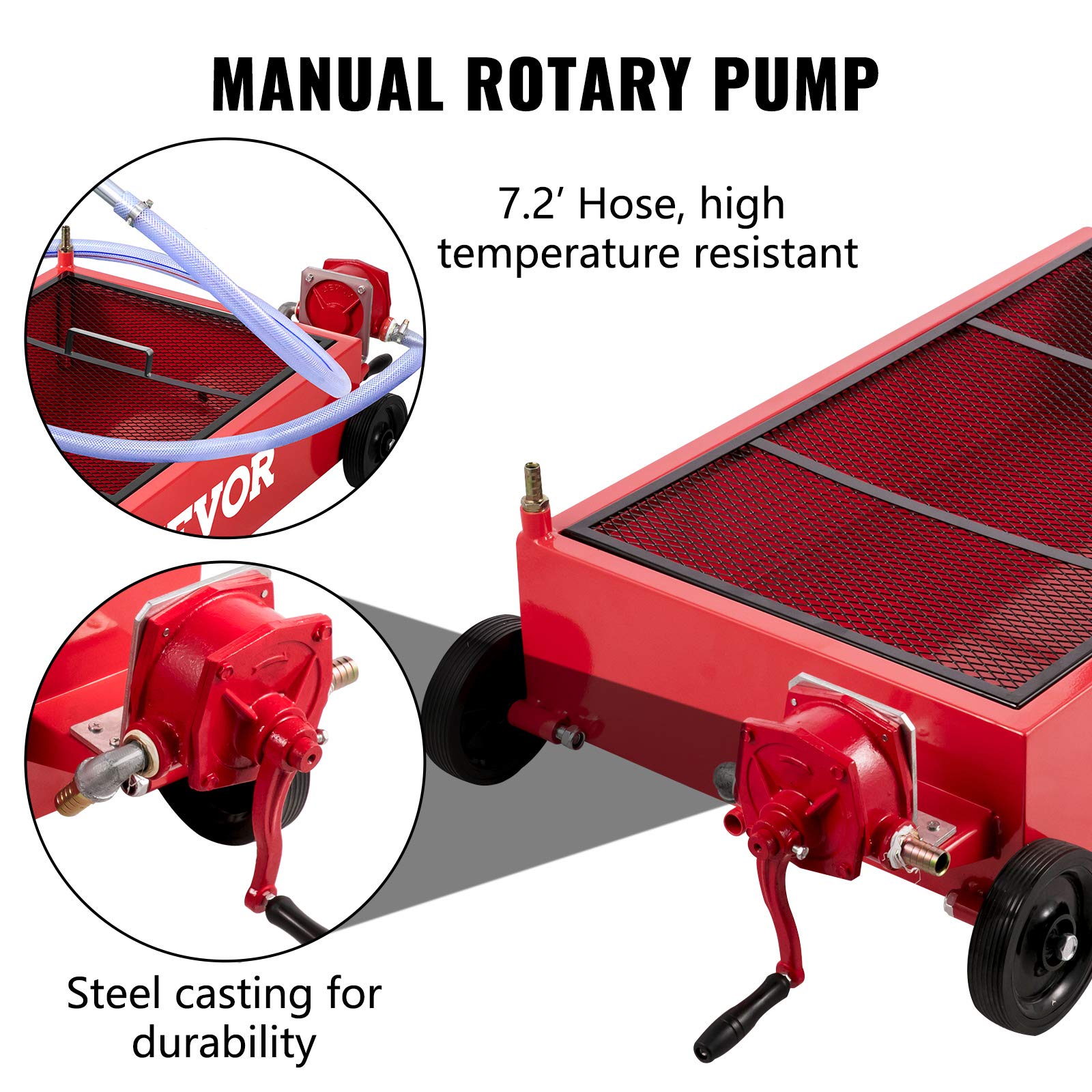 Vevor Oil Drain Pan 20 Gallon Oil Drain Tank, 76L Low Profile Oil Drain Pan, Large Capacity Oil Change Pan, Foldable Hand, With