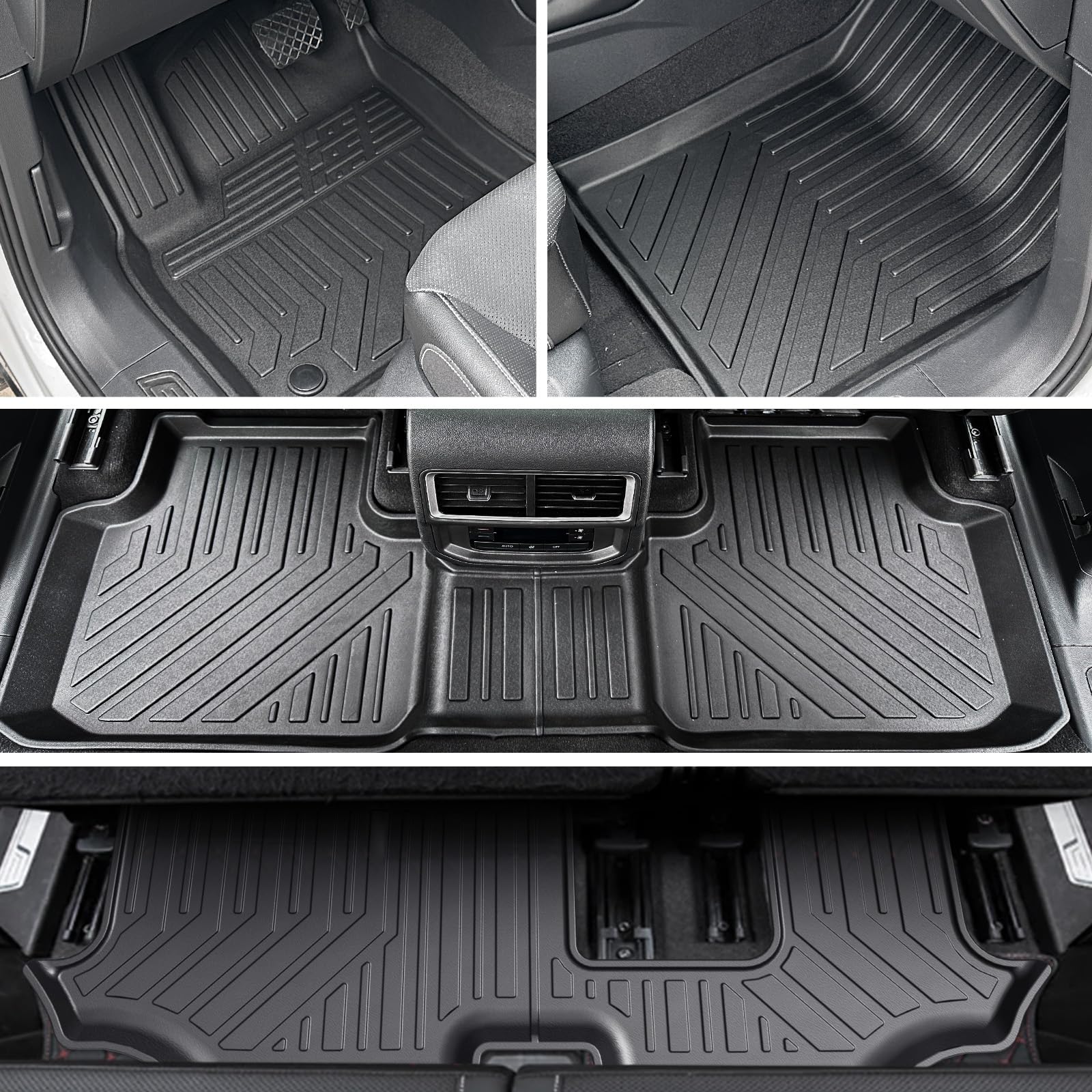 Joularise Floor Mats Cargo Mat With Backrest Mats For 2018-2025 Volkswagen Vw Atlas 7 Seats Accessories(Not Fit Cross Sport), Al