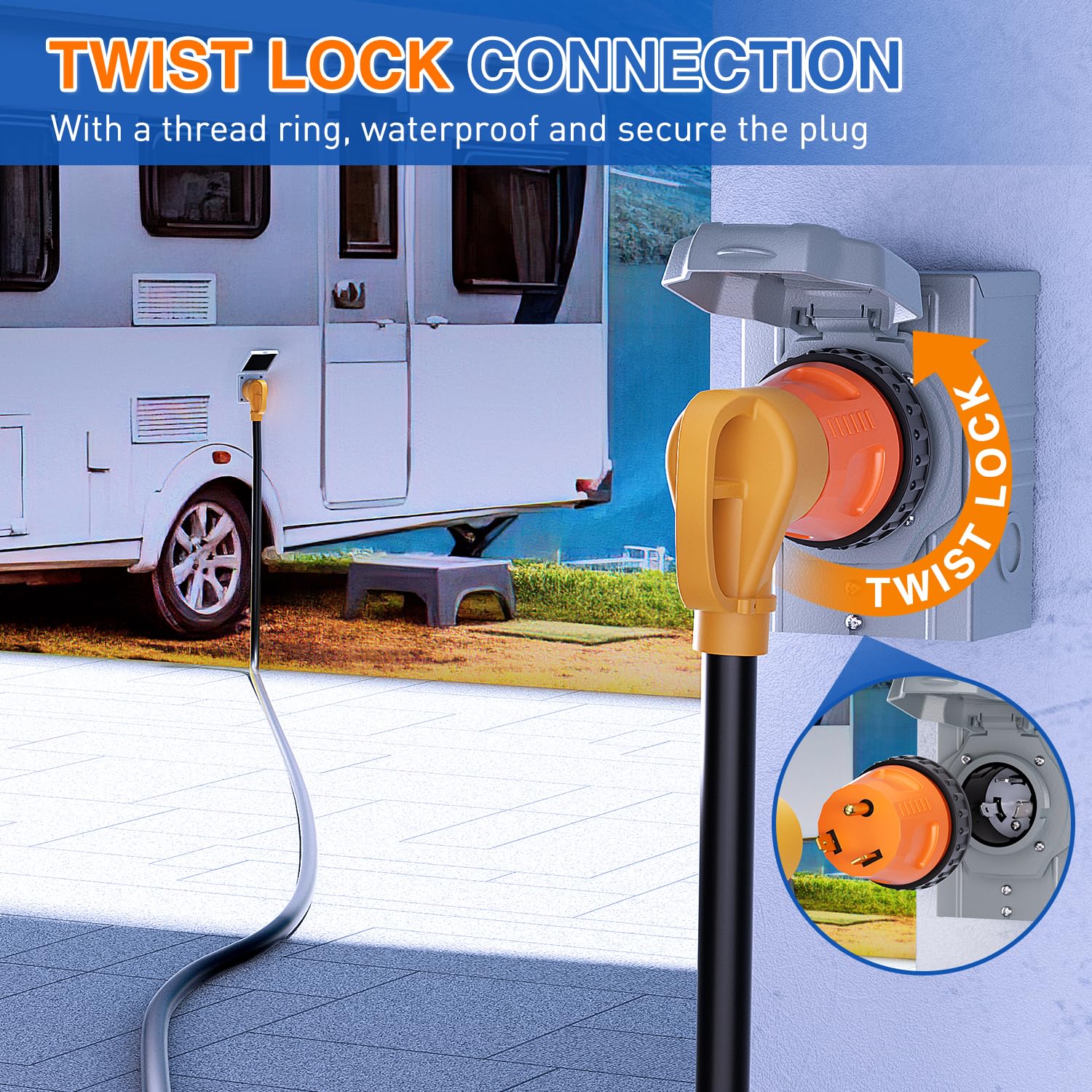 Nilight 30 Amp To 30 Amp Rv Power Adapter Twist Locking Connector Tt-30P To L5-30R 30A Male Plug To 30A Female Receptacle For Rv