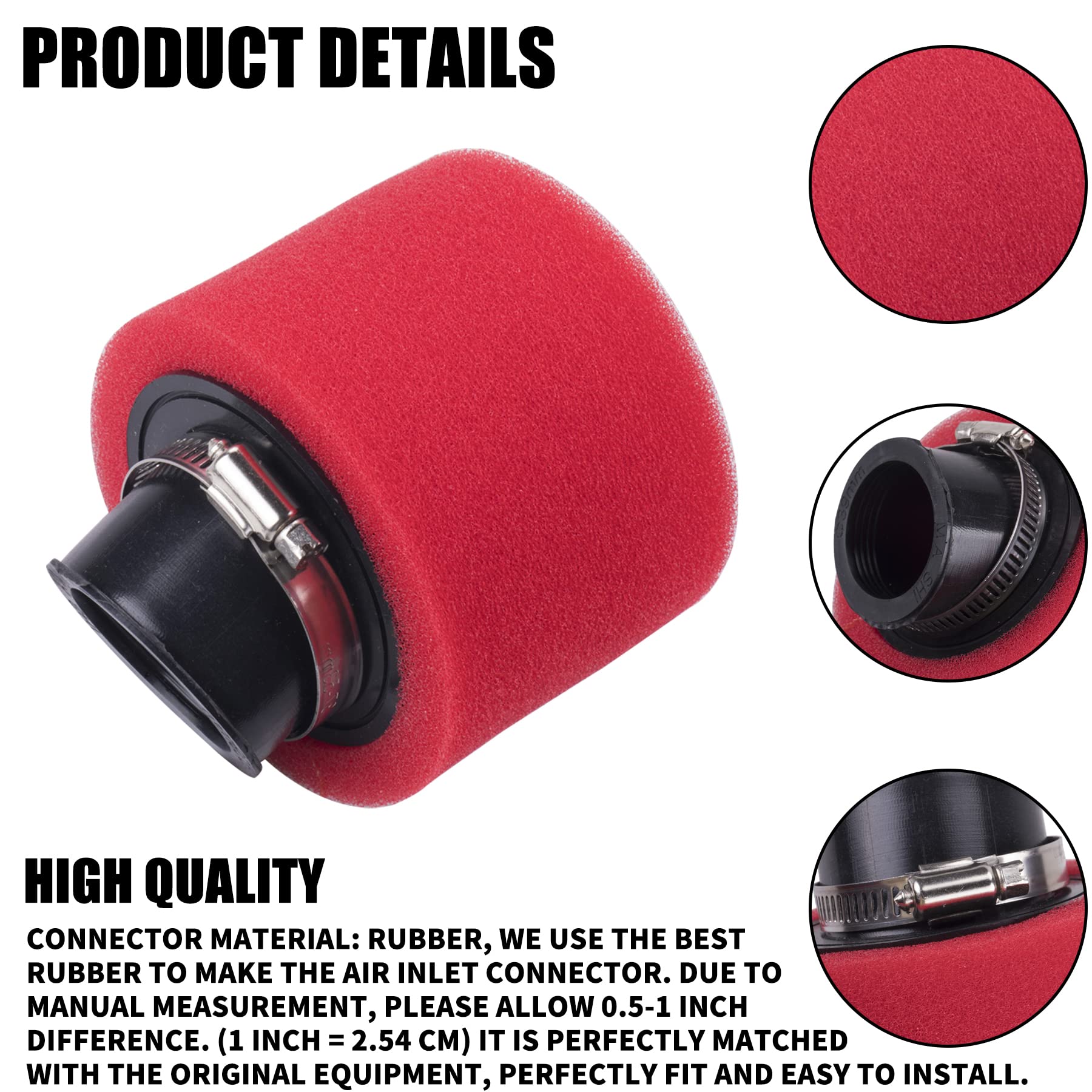 MWMNUN 38mm angled foam air filter pod Apply to 50cc 70cc 90cc 110cc 125cc 150cc GY6 Motorcycle Atv Scooter Quad Go Kart Moped P