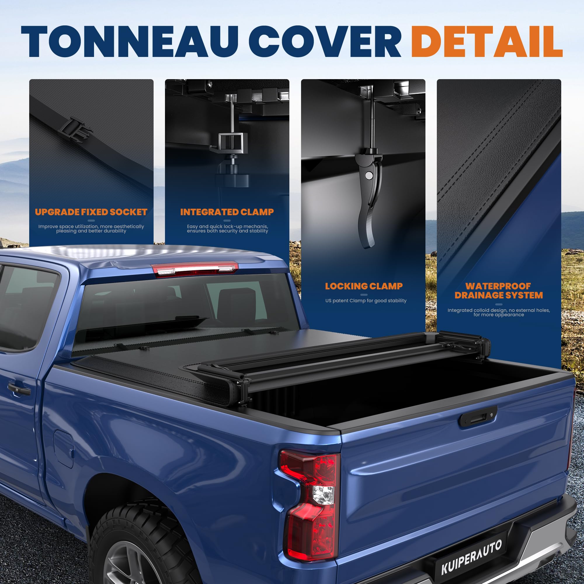 KUIPERAUTO Quad Soft Truck Bed Tonneau Cover Compatible for 2007-2013 Chevy Silverado 1500 GMC Sierra 1500 5.8FT Fleetside Short
