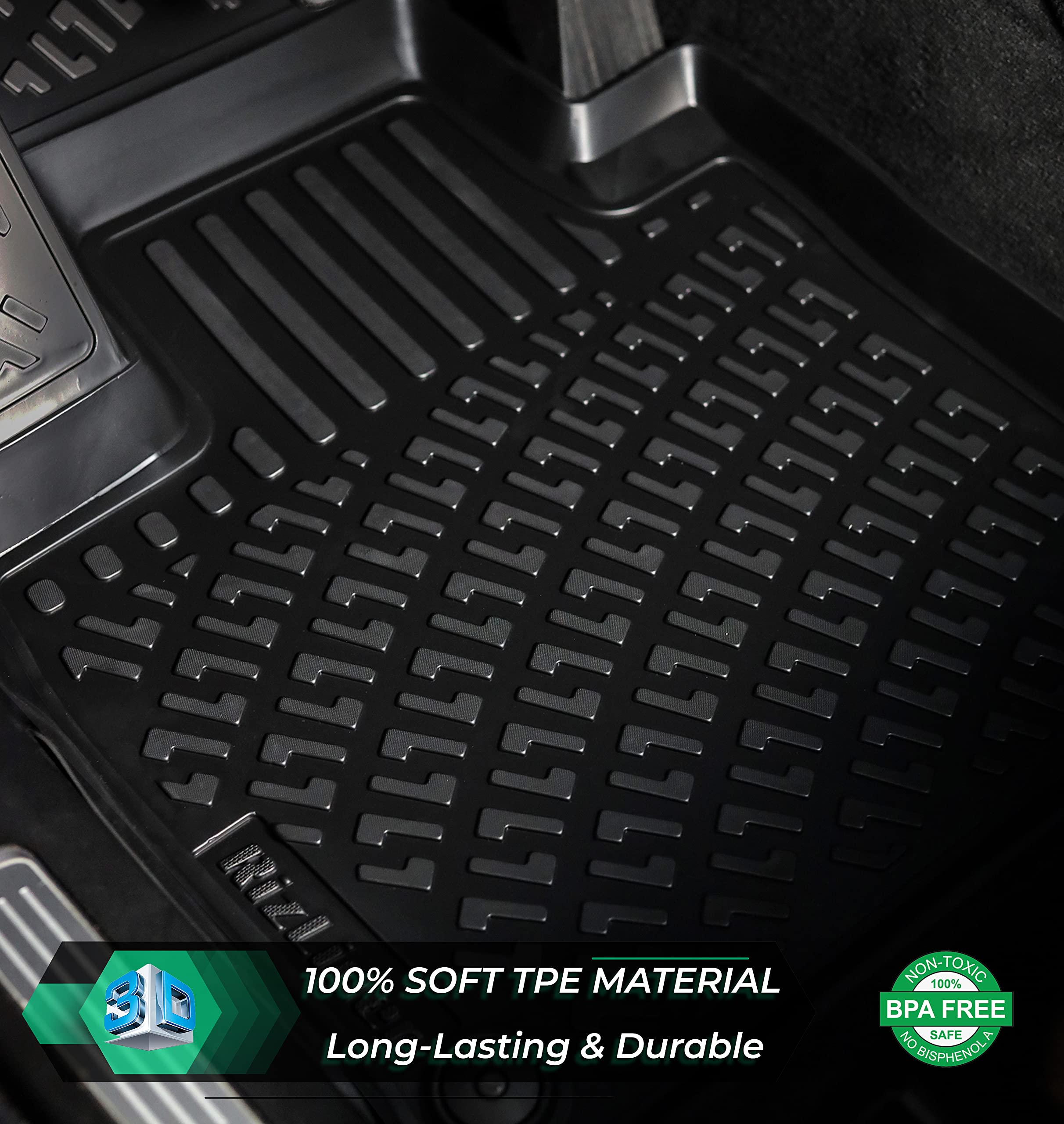 Rizliner Hyundai Santa Fe 2021-2023 (No Hybrid Models) Floor Mats 3D Custom Fit Compatible With Santa Fe Rubber Car Mats Laser M