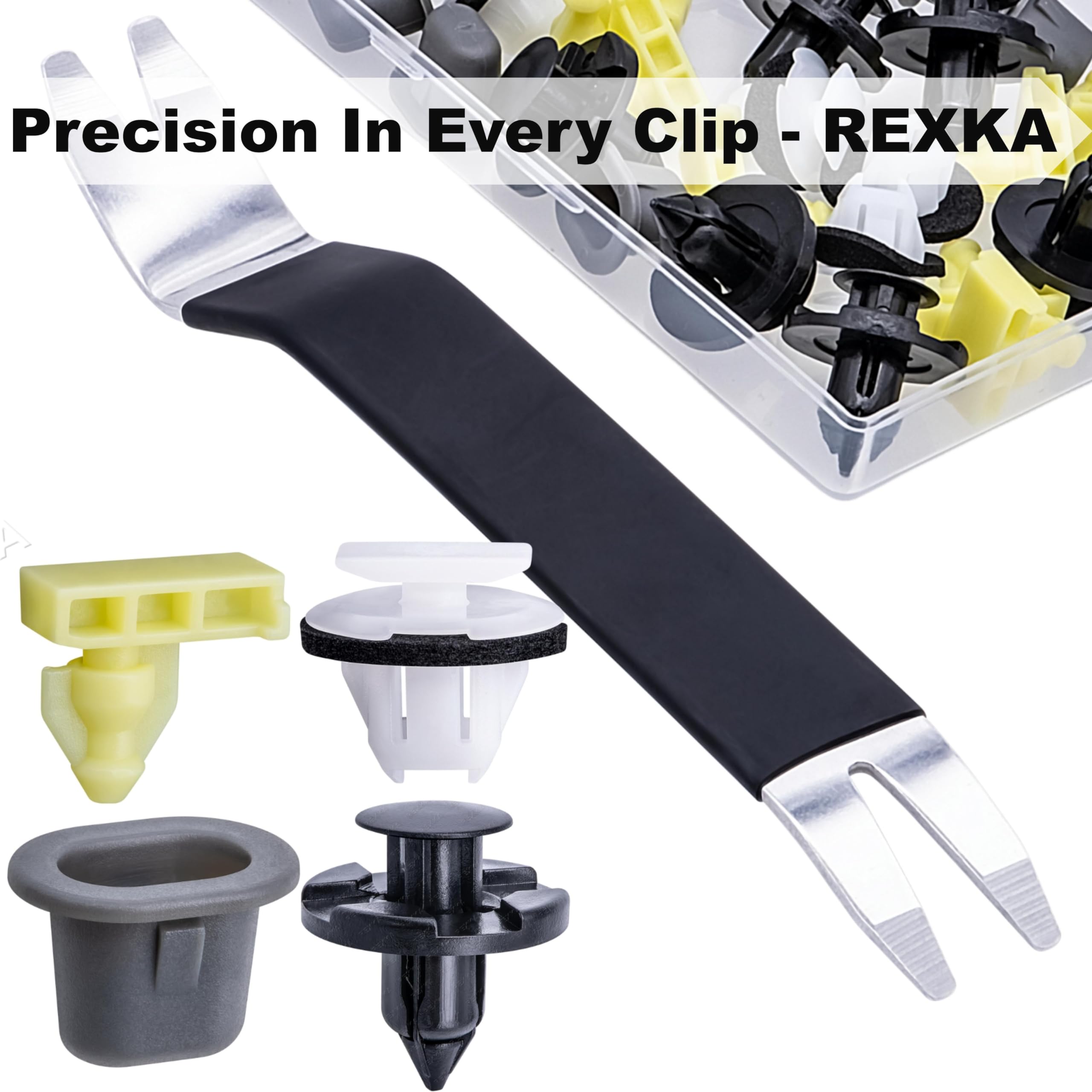 Rexka 46pcs Wheel Well Moulding Clips Kit for Nissan Infiniti - Nylon, 45pcs + Remover, One Size
