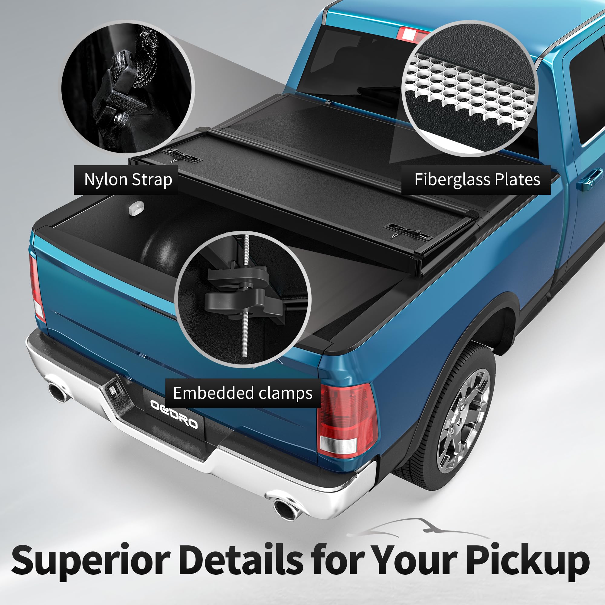 Oedro Frp Hard Tri-Fold Tonneau Cover Fold Truck Bed Covers Compatible With 2015-2025 Chevy Colorado/Gmc Canyon With 5.2 Feet Be