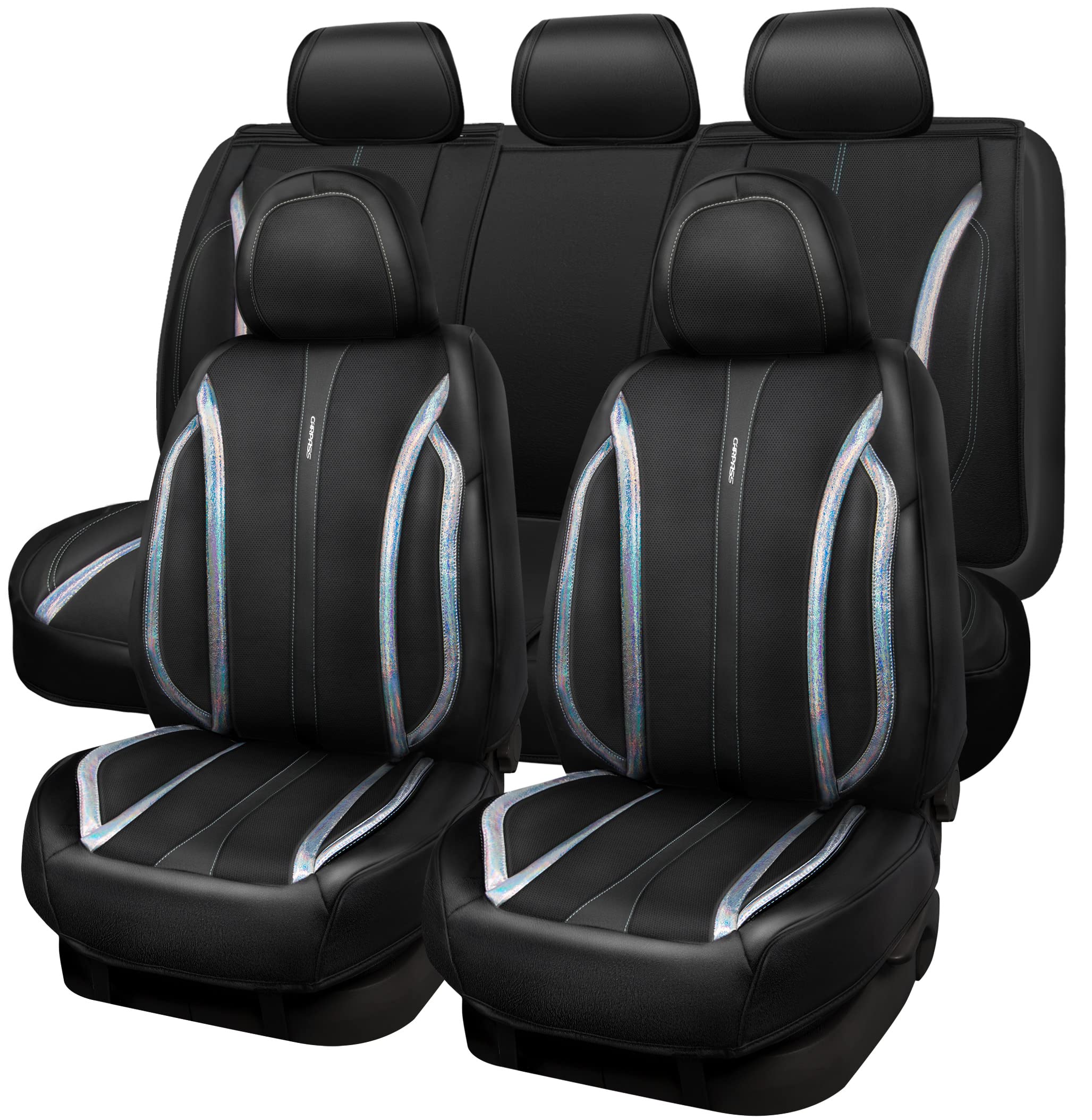 Car Pass Nappa Leather Seat Covers, Waterproof Durable Universal Fit For Women Girly Suv Truck,Anti-Slip Driver Seat Cover With