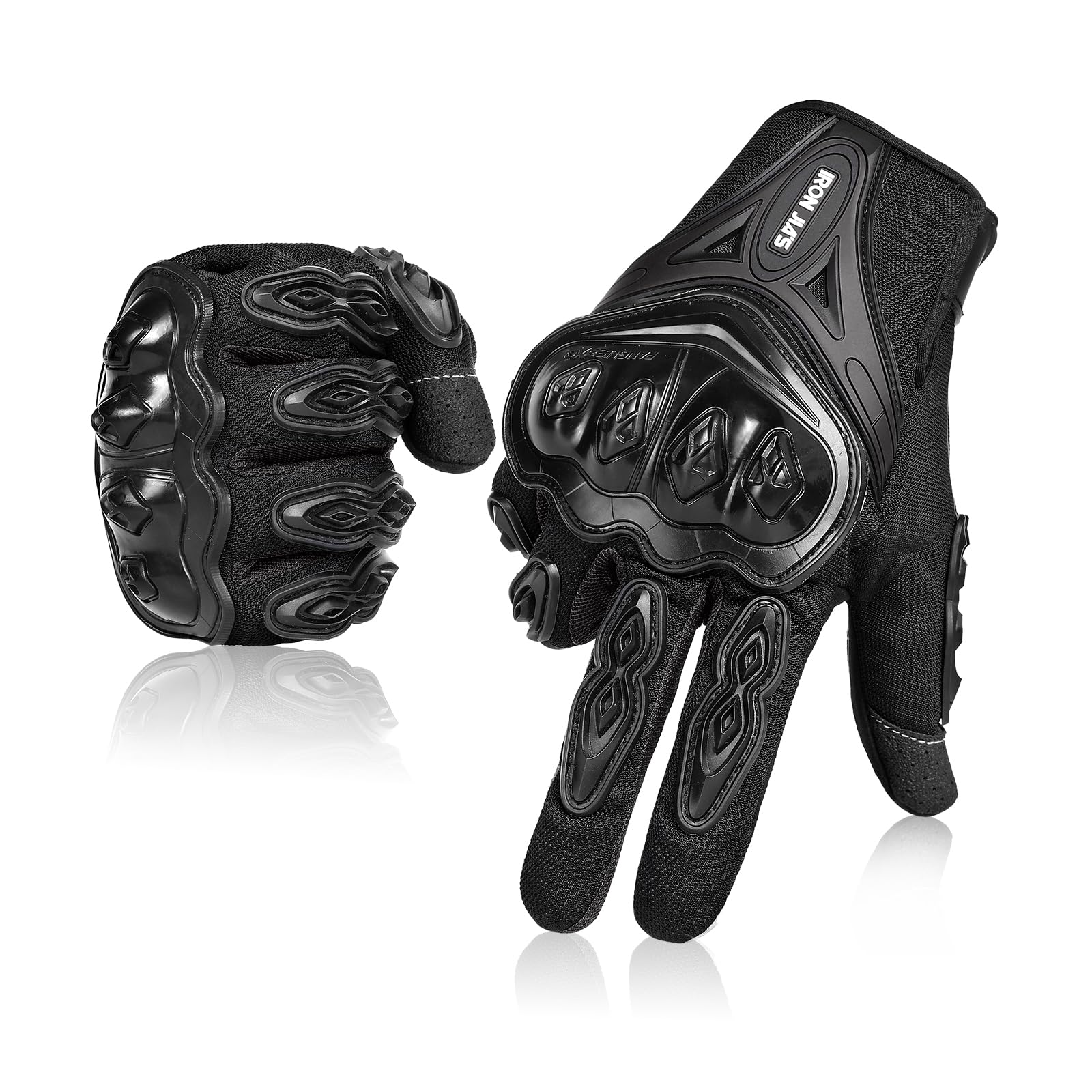 Iron Jia'S Motorcycle Gloves Full Finger Durable For Road Racing Bike Summer Spring Powersports Support Touch Screen Black-Xl