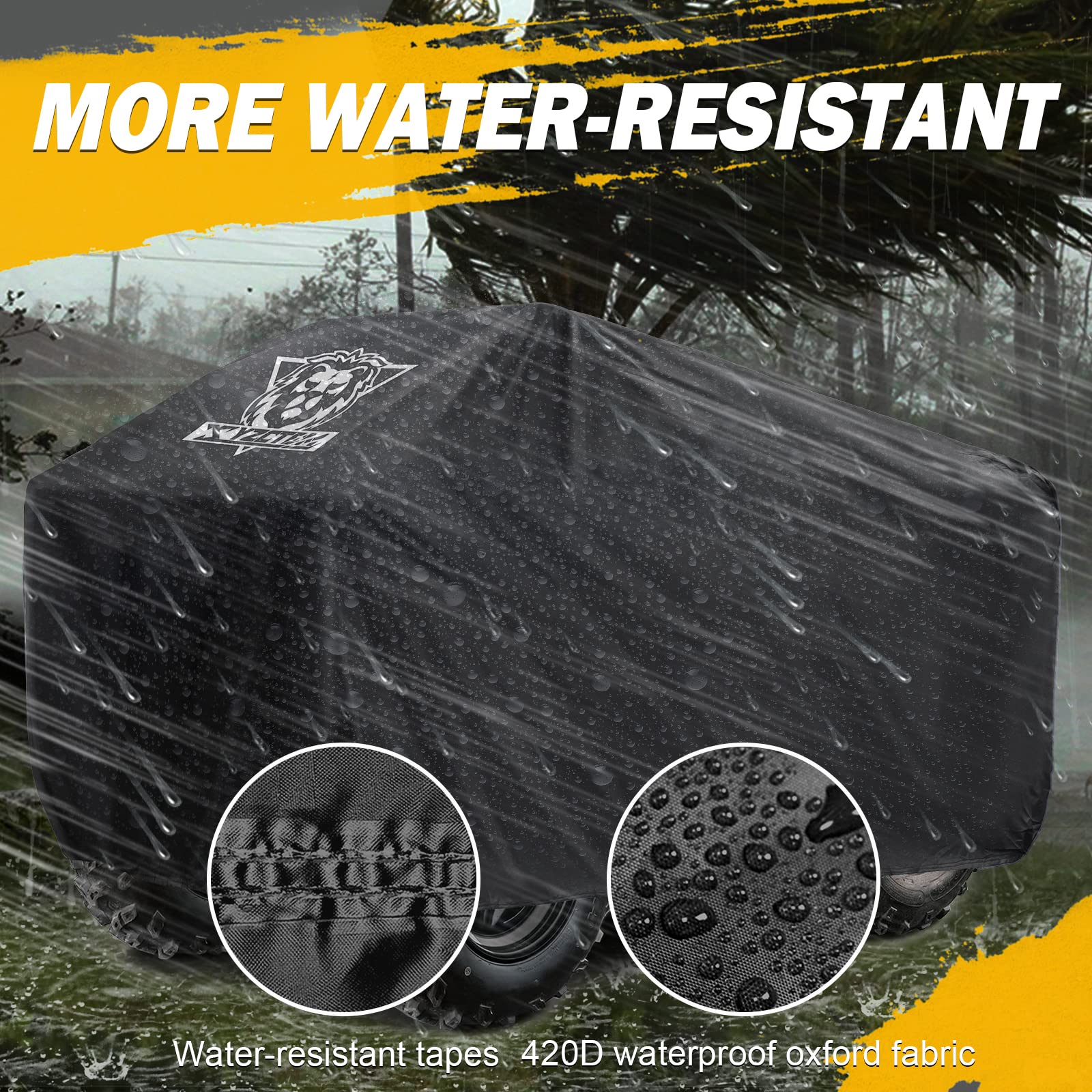 Xyzctem Waterproof Atv Cover, Heavy Duty Black Protects 4 Wheeler From Snow Rain Or Sun (Black, 88 Inch)