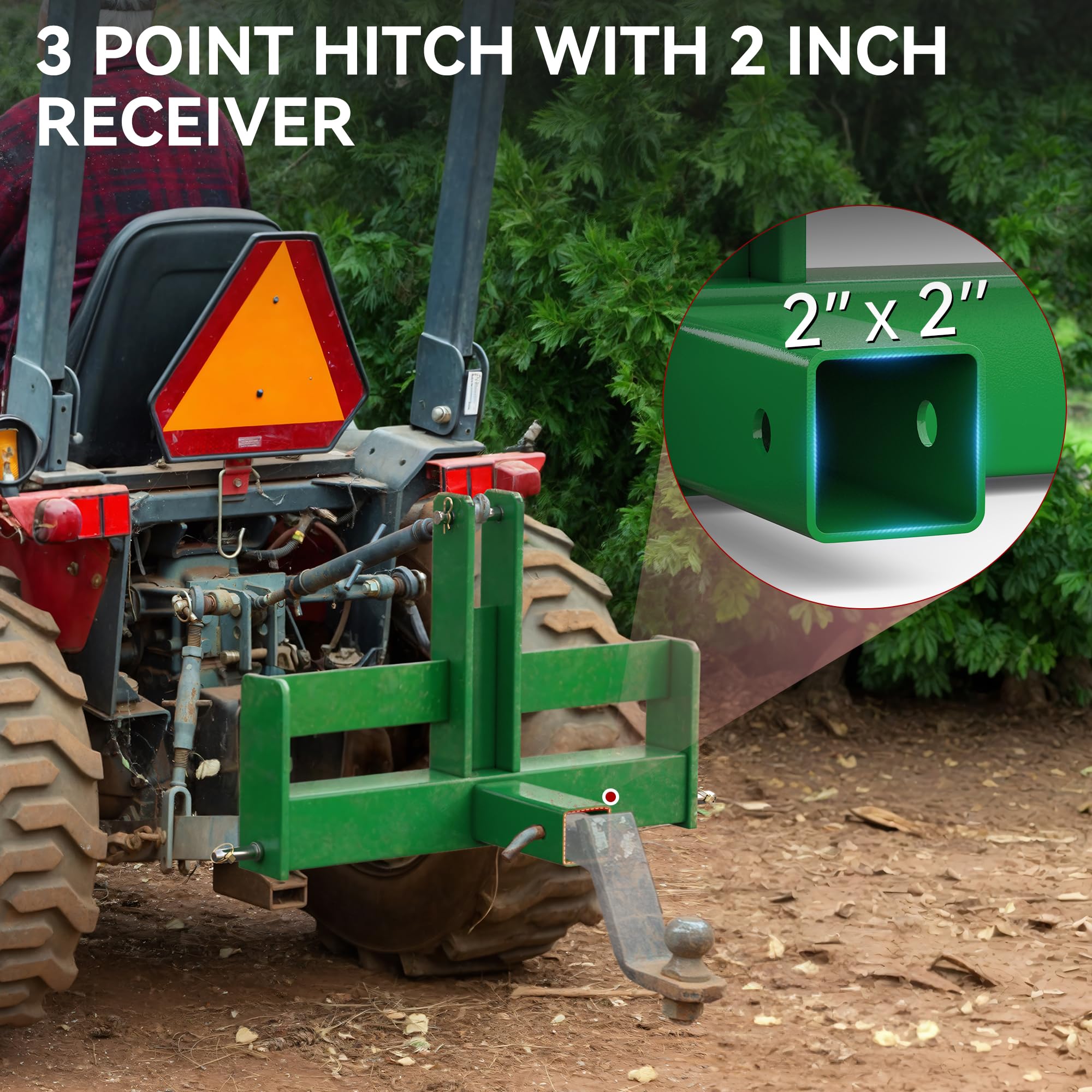 YITAMOTOR 3 Point Quick Hitch with 2 Receiver for Category 1