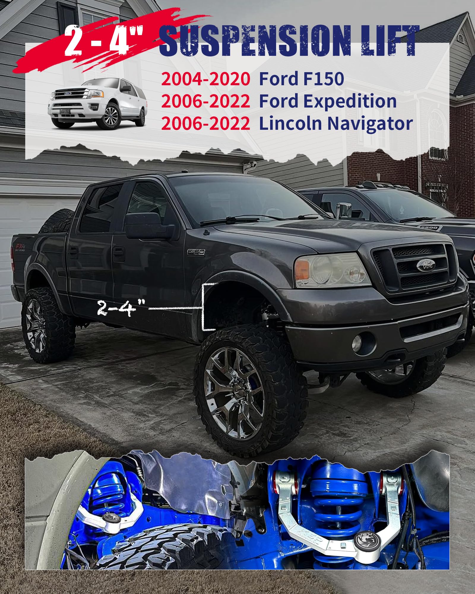 Ksp F-150 Aluminum Upper Control Arm For 2-4'' Leveling Lift Kits, Adjustable Forged Control Arms Compatible With F150 2004-2020