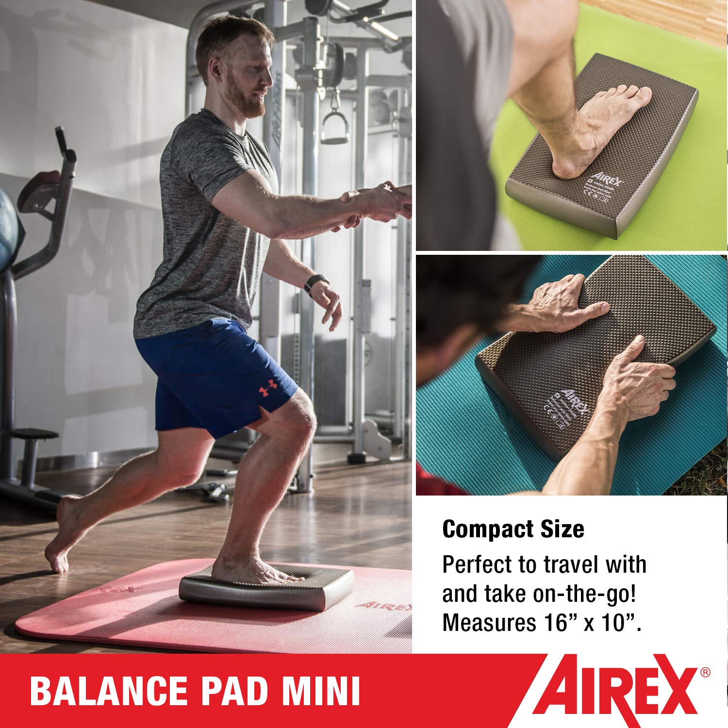 AIREX Balance Pad - Mini Foam Exercise Mat for Yoga, Pilates, Stability, Lava, Model 05-63003