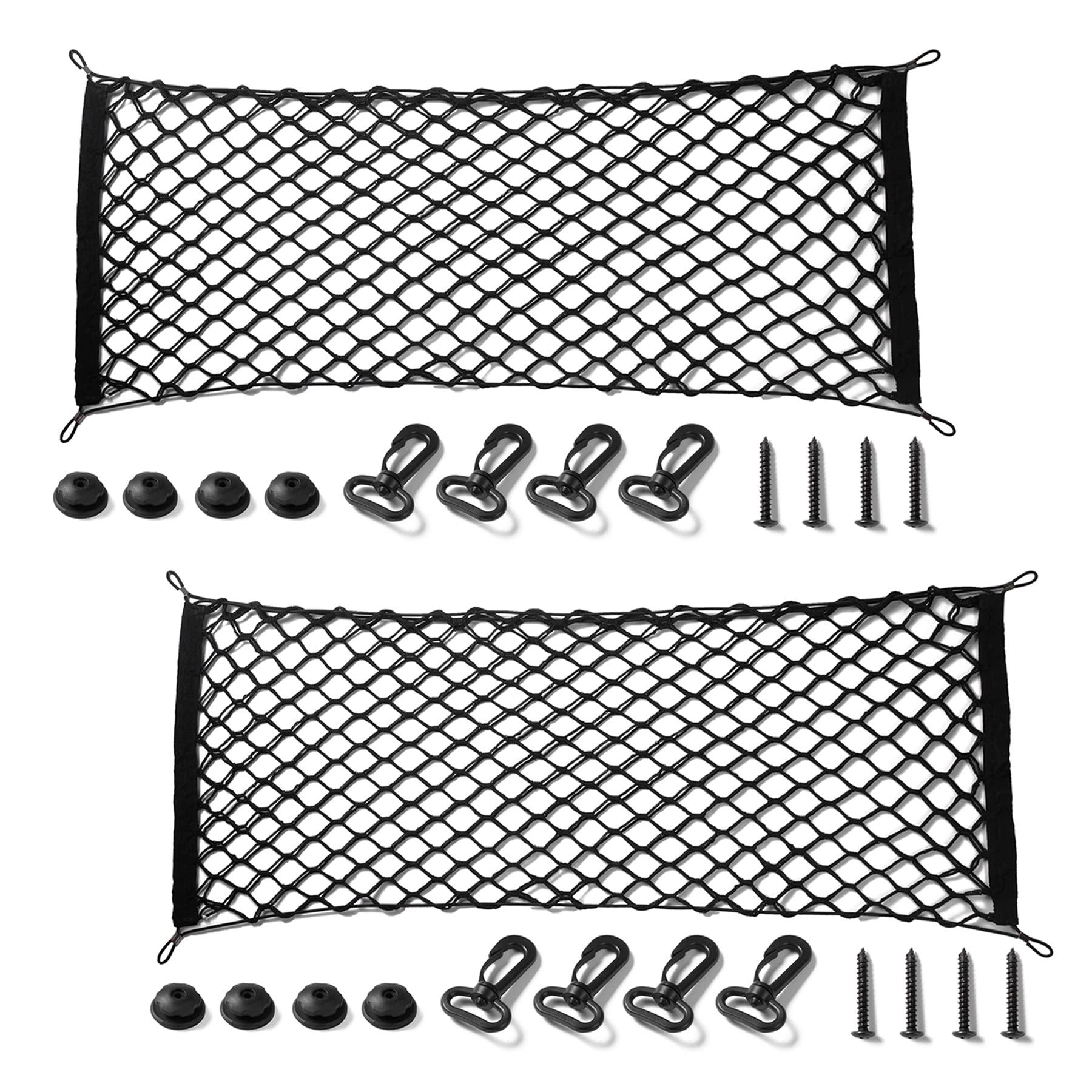Amiss 2 Packs Cargo Net Stretchable, Adjustable Trunk Storage Net With Hook, Accessories For Pickup Bed Divider Organizer And St