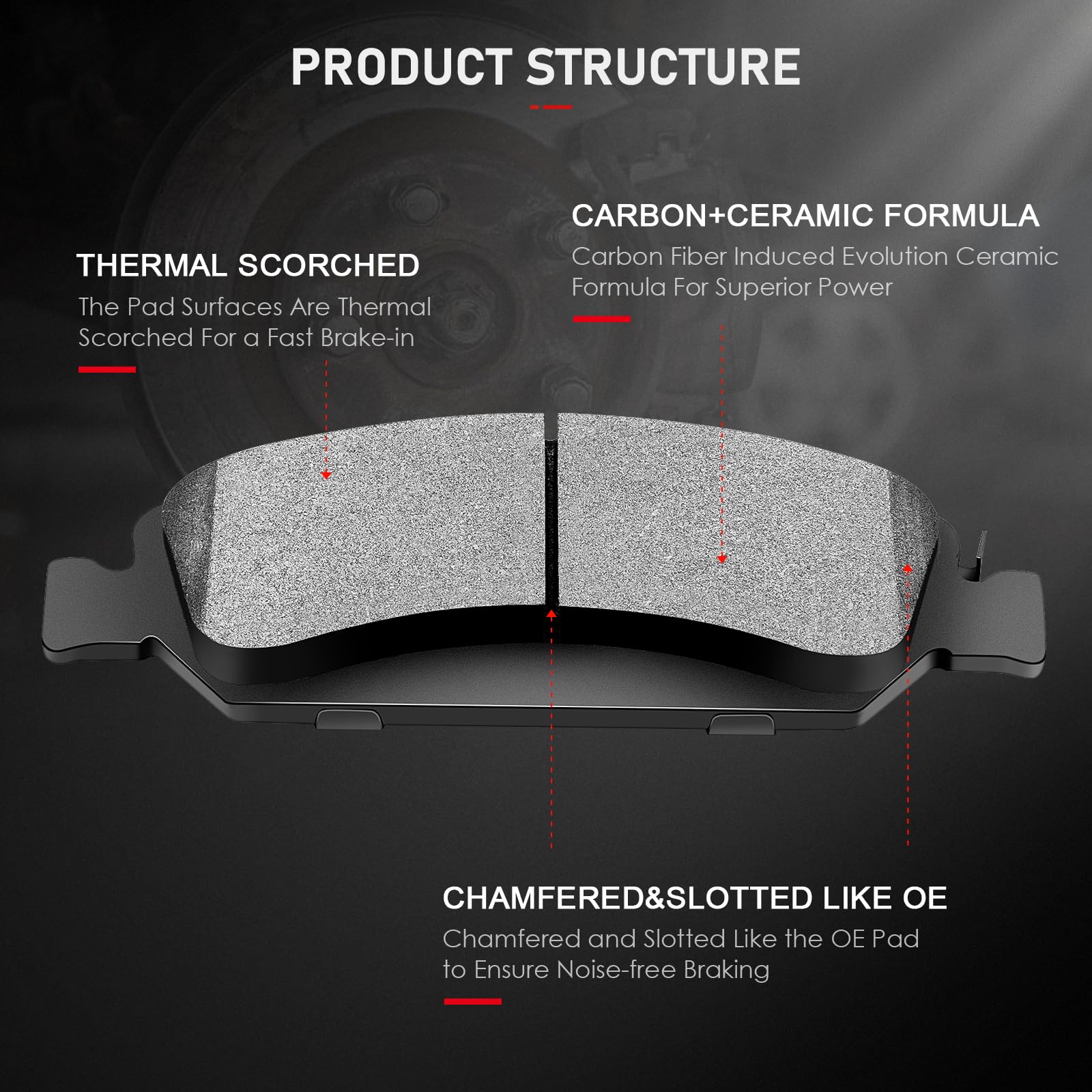 Cciyu D1363 Front Semi-Metallic Disc Brake Pads Kit For Cadillac Escalade Escalade Esv Escalade Ext Xts For Chevrolet Avalanche