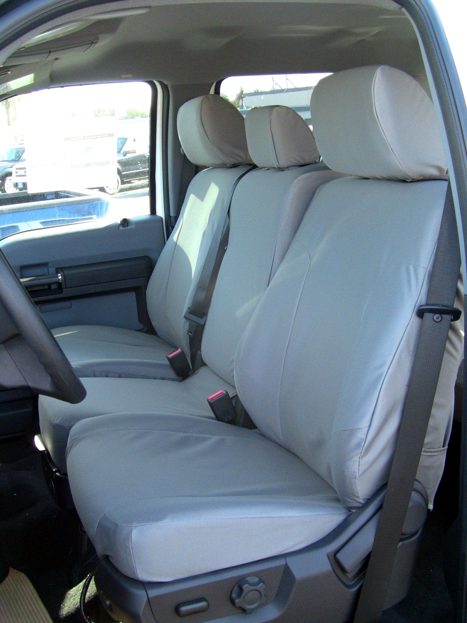 2011-2014 Ford F150-F550 Exact Fit Seat Covers Front 40/20/40 Split Seat with Opening Center Console and Integrated Center Seat 